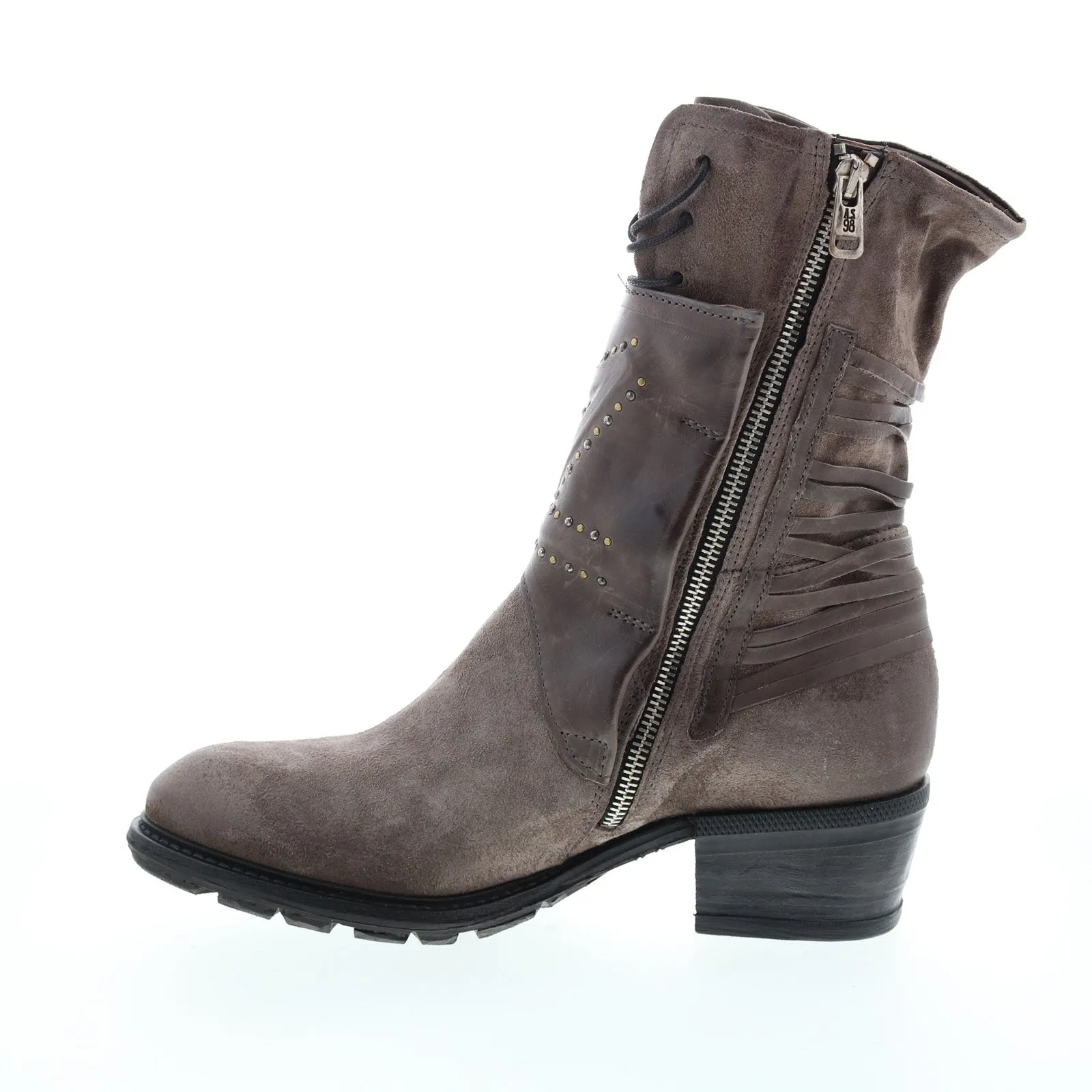 A.S. 98 Callhoun A22208-101 Womens Gray Leather Zipper Casual Dress Boots
