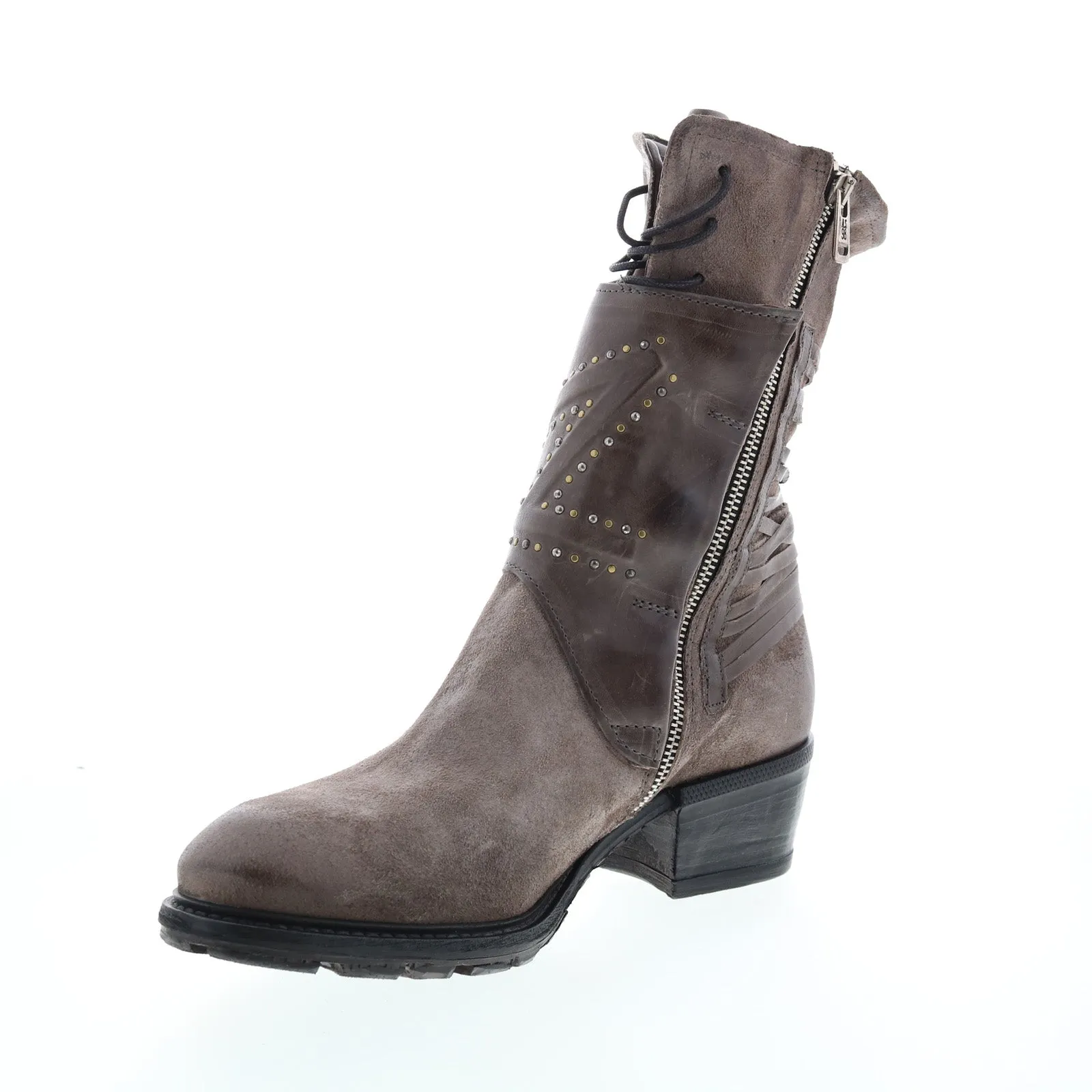 A.S. 98 Callhoun A22208-101 Womens Gray Leather Zipper Casual Dress Boots