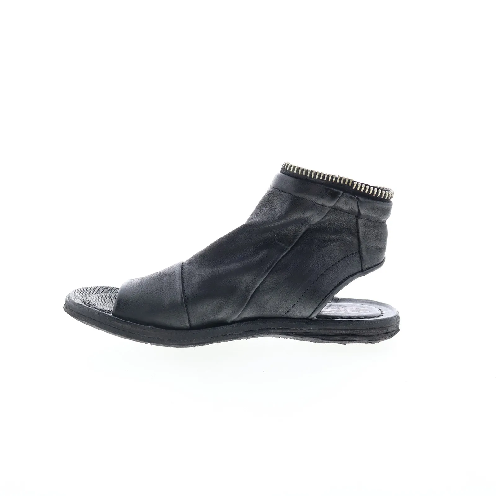 A.S. 98 Ritchie Womens Black Leather Zipper Mule Flats Shoes