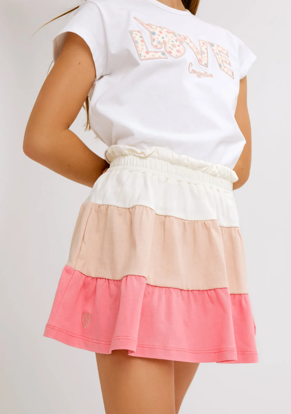 Beige Block Skirt