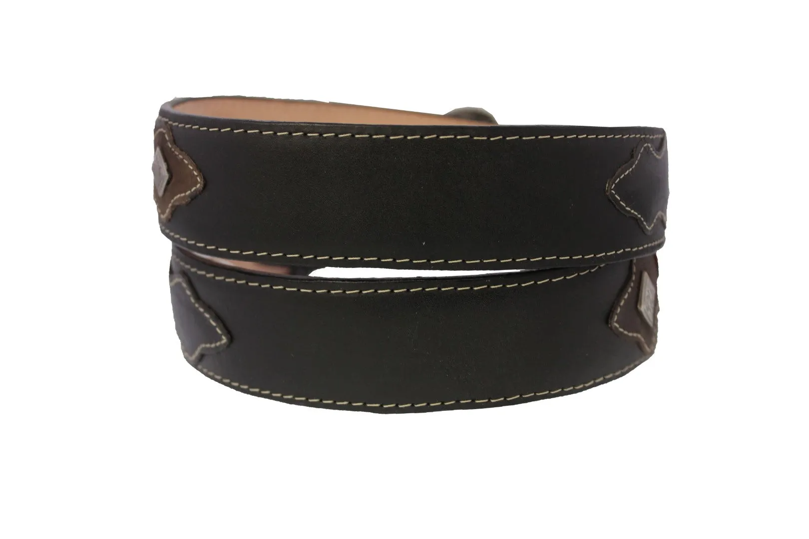 Black #455 Western Cowboy Belt Leather - Removable Buckle