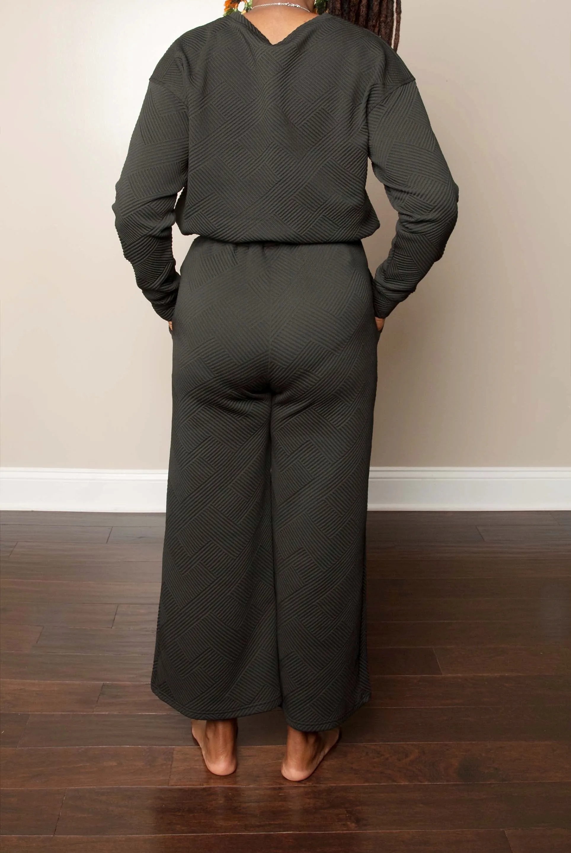 Black Ultra Textured Culotte Set