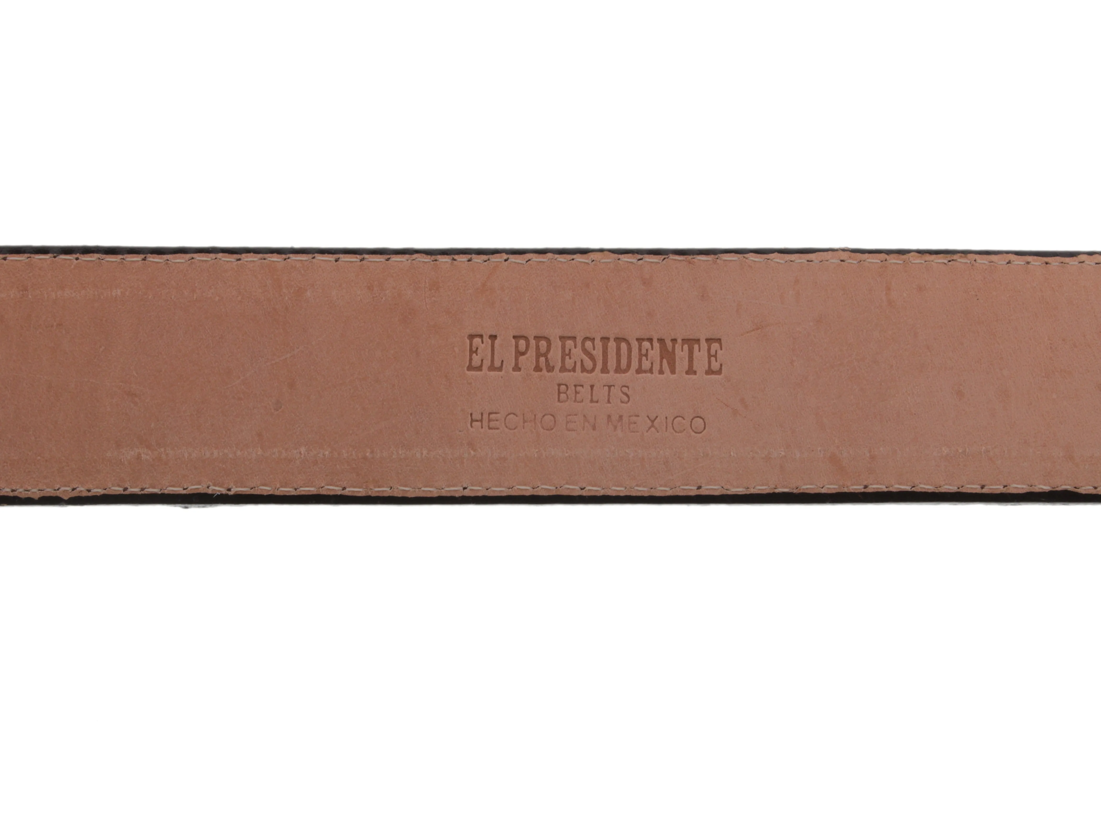 Brown Western Cowboy Belt Shark Print Leather - Silver Buckle