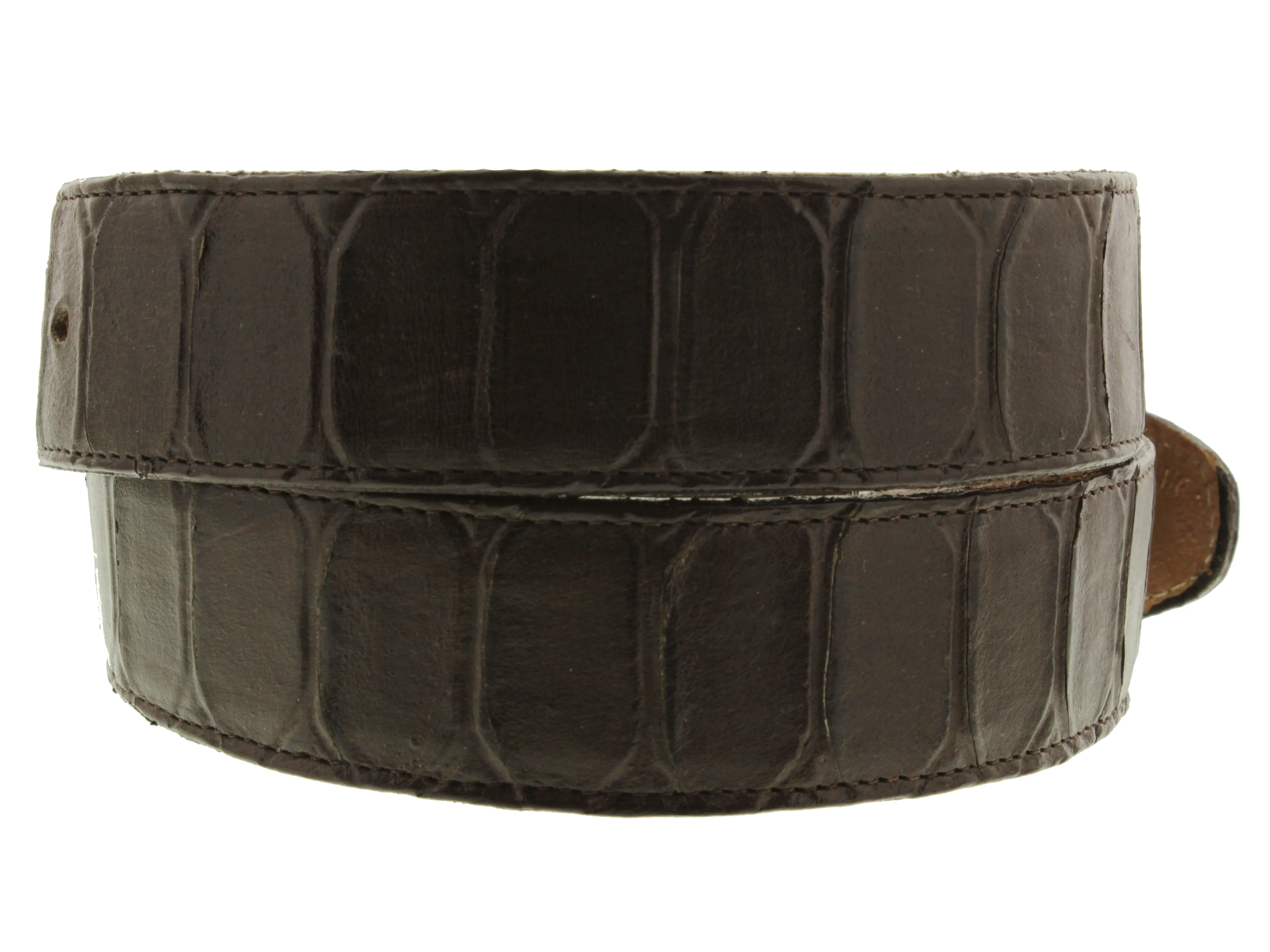 Brown Western Cowboy Belt Snake Anaconda Print Leather - Silver Buckle