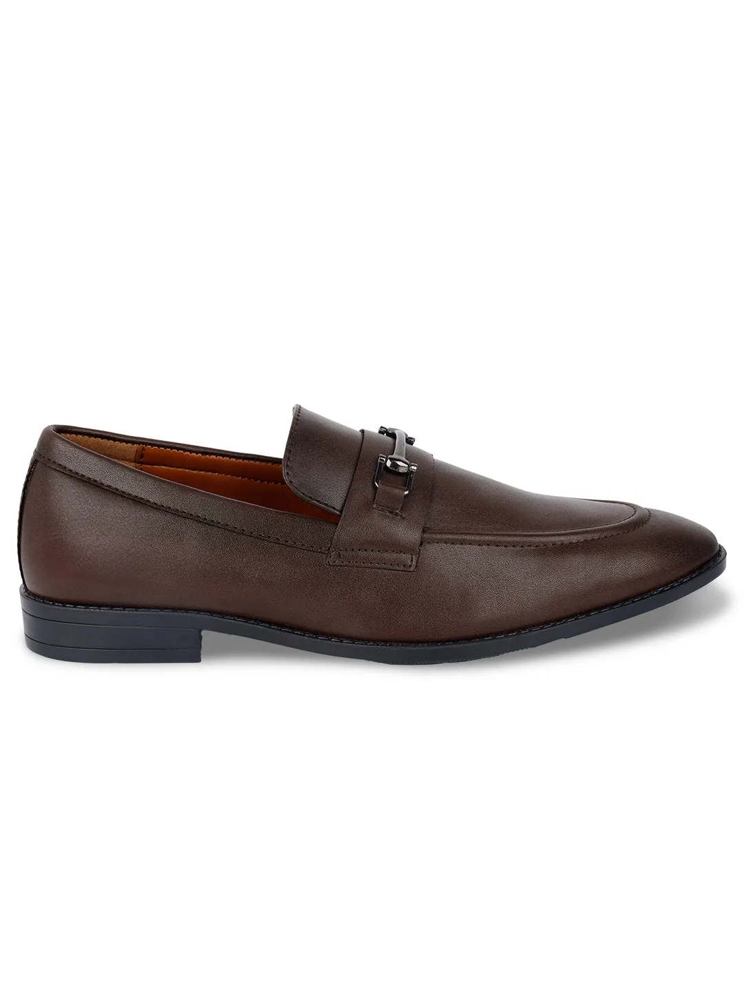 Brunette Brown Shoes Slipon Style Comfortable Moccasins with Buckle