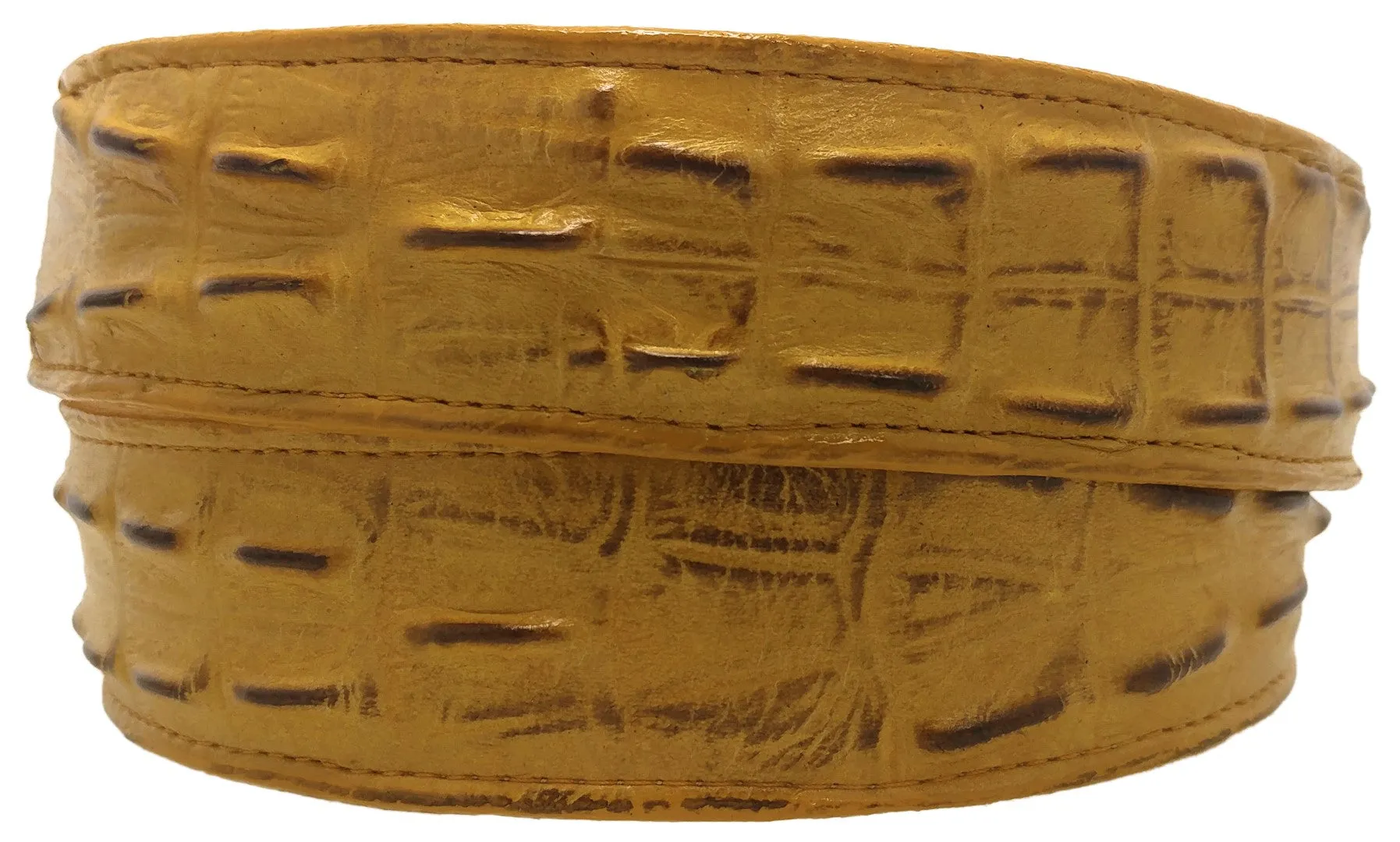 Buttercup Western Belt Crocodile Tail Print Leather - Rodeo Buckle