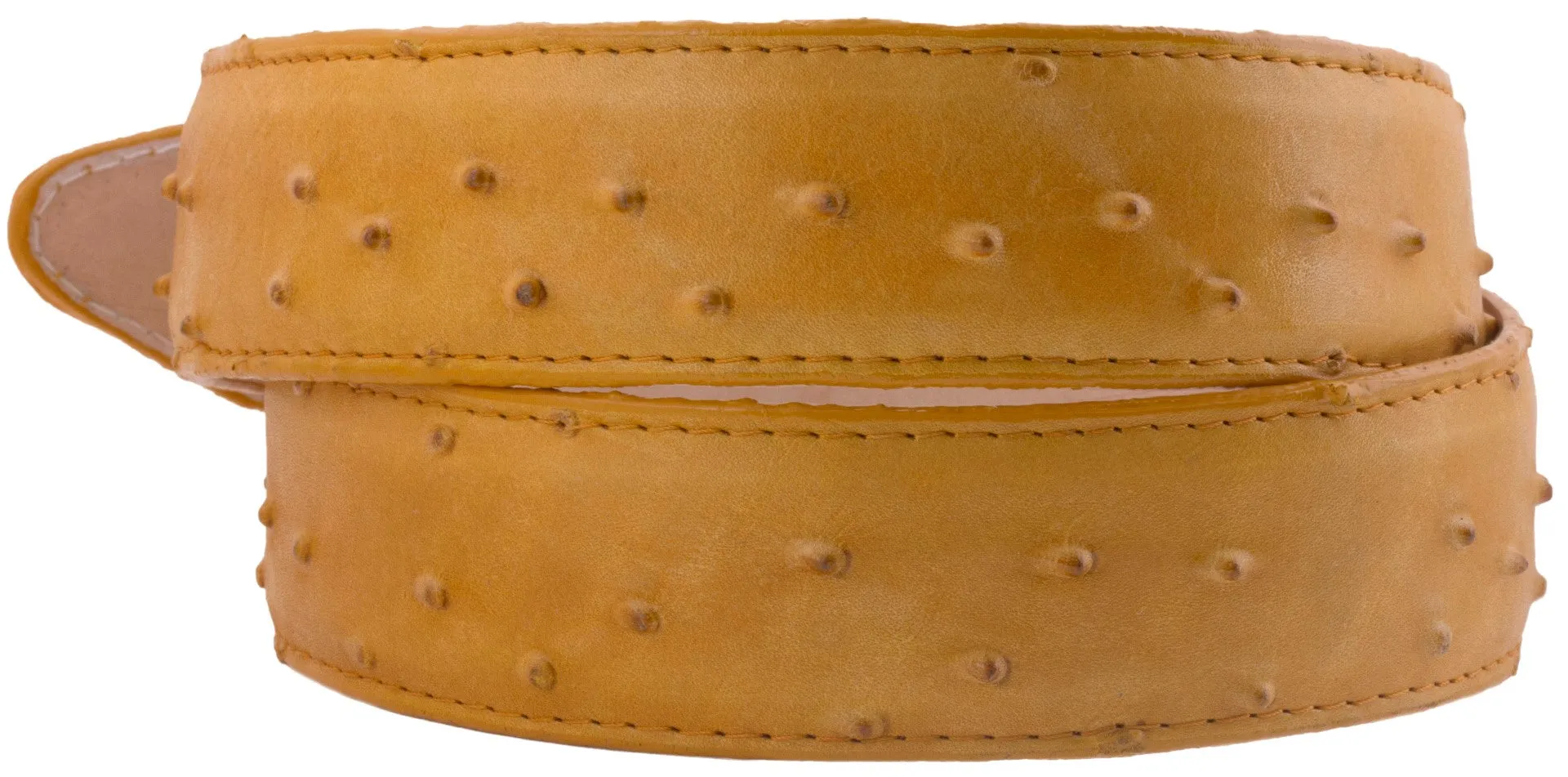 Buttercup Western Cowboy Belt Ostrich Quill Print Leather - Rodeo Buckle