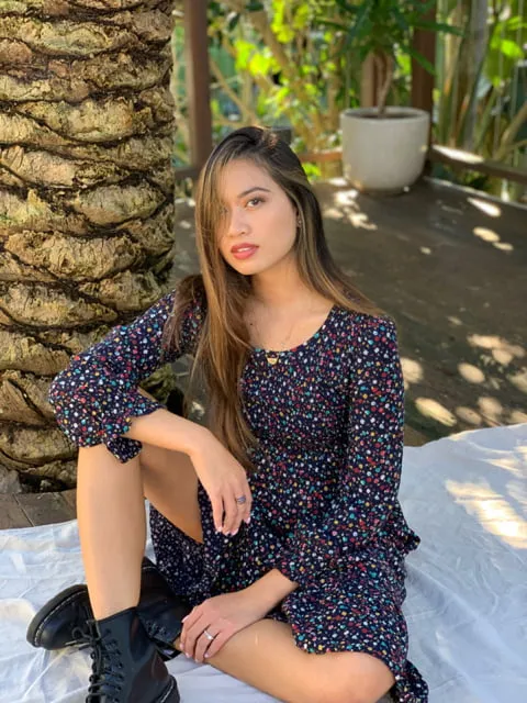 Carmen Black Floral Long Sleeve Midi Dress
