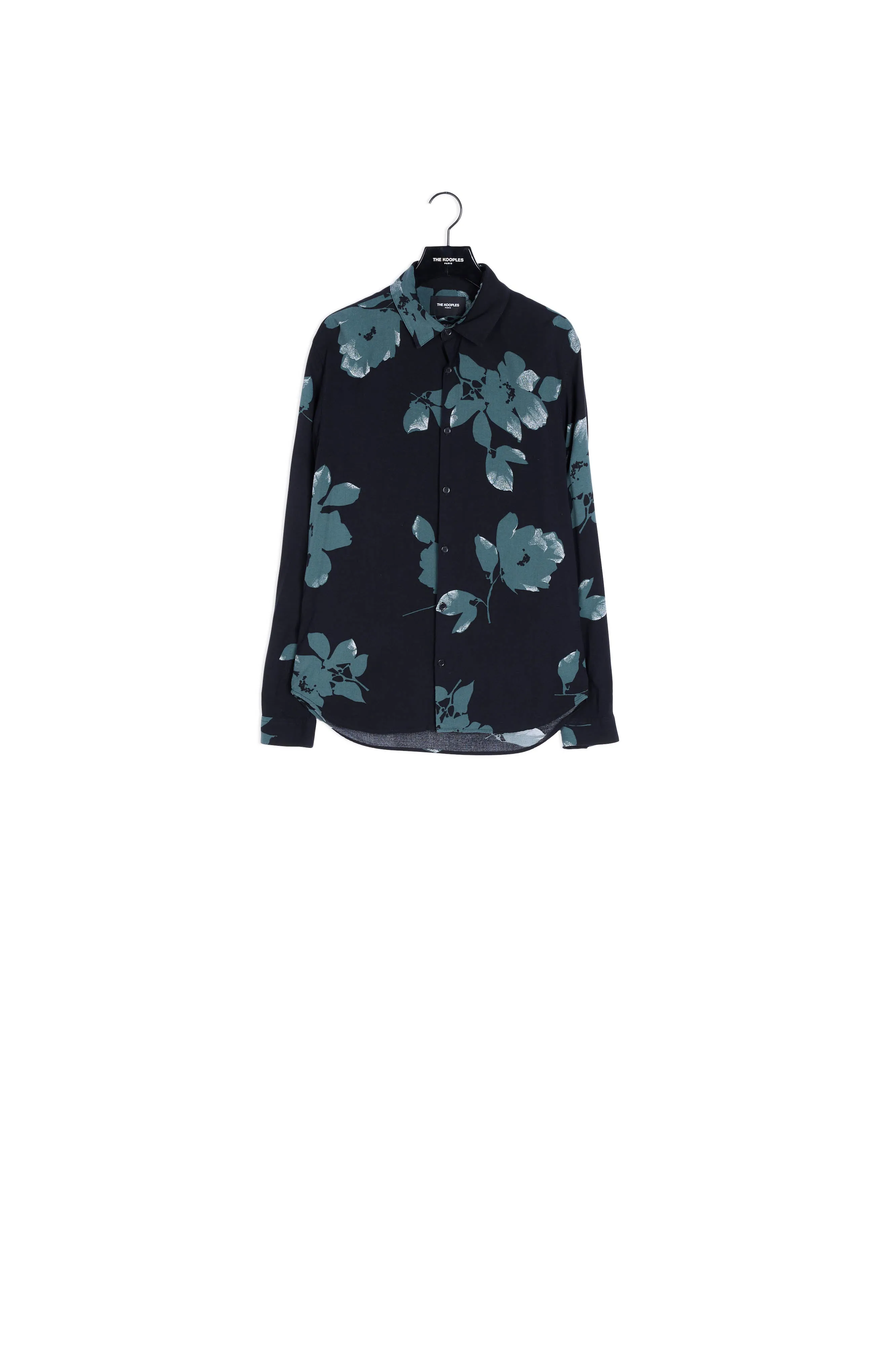 Chemise fluide verte à fleurs imprimées
