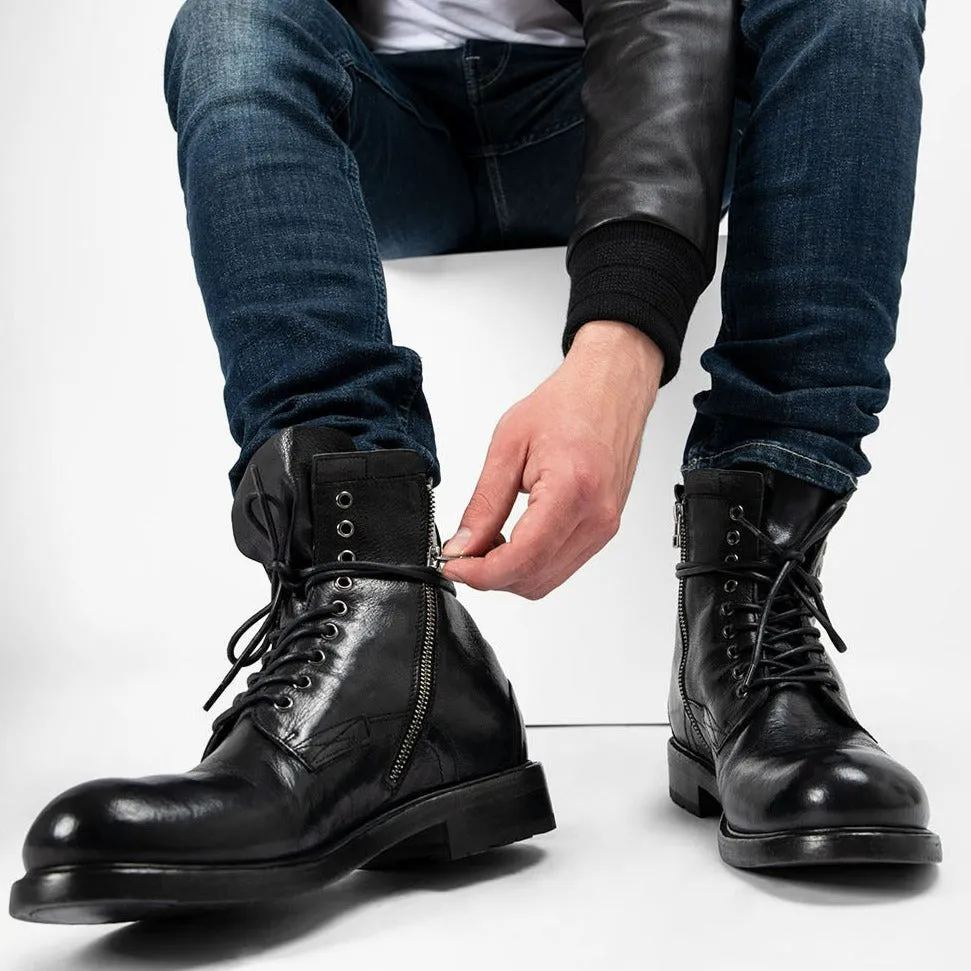 CURZON jet-black military boots.