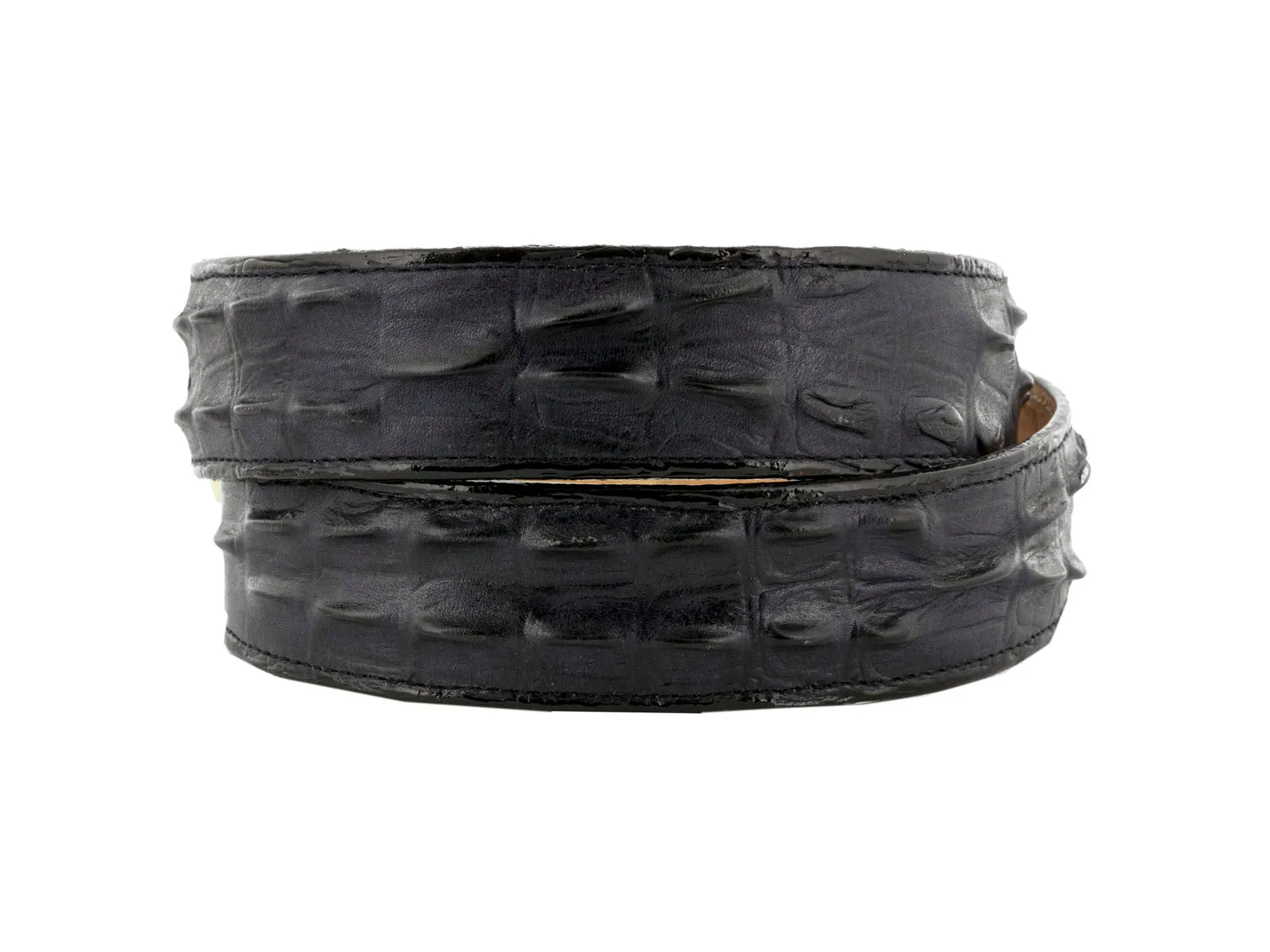Denim Blue Western Belt Crocodile Tail Print Leather - Silver Buckle