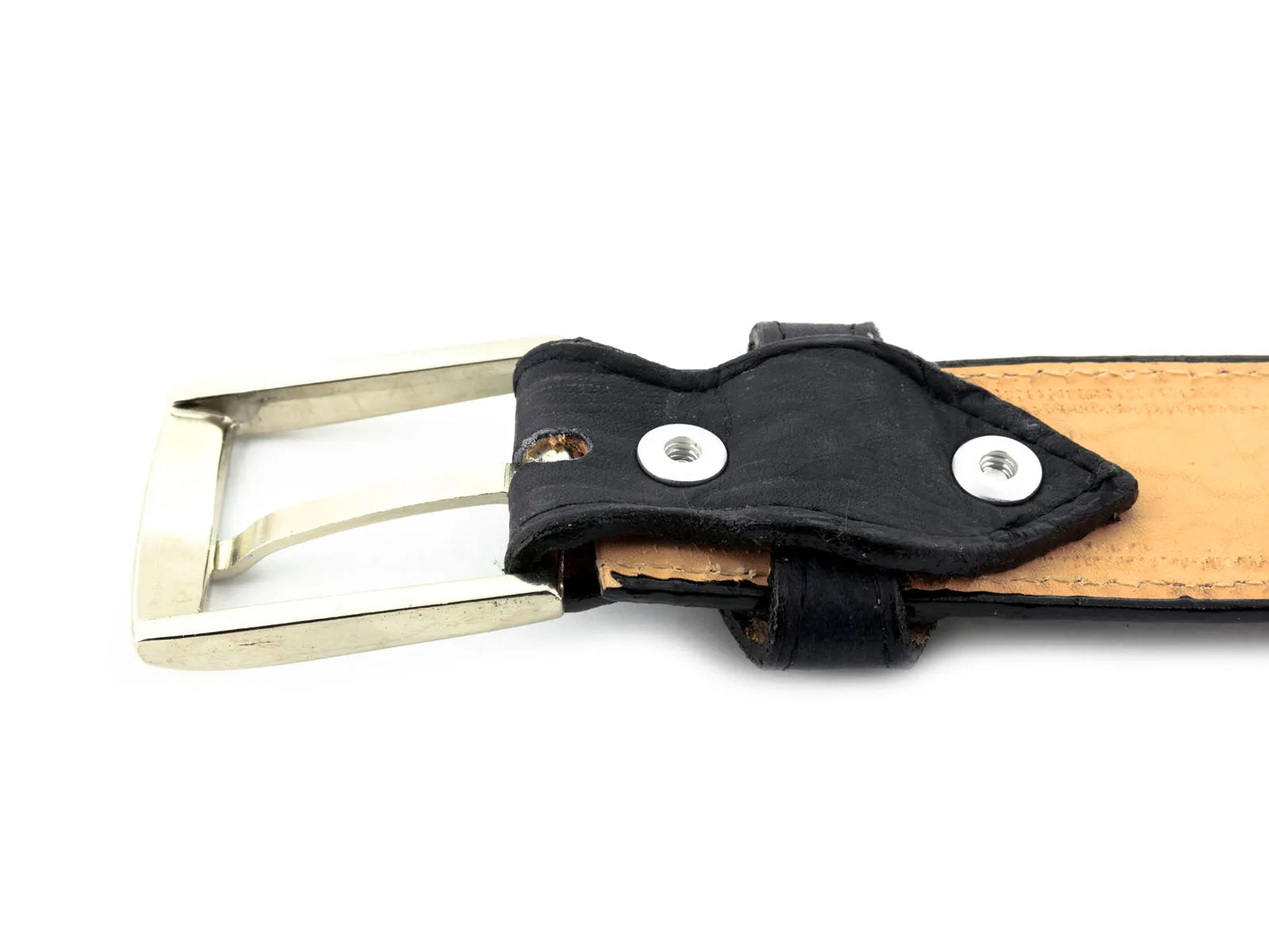 Denim Blue Western Belt Crocodile Tail Print Leather - Silver Buckle