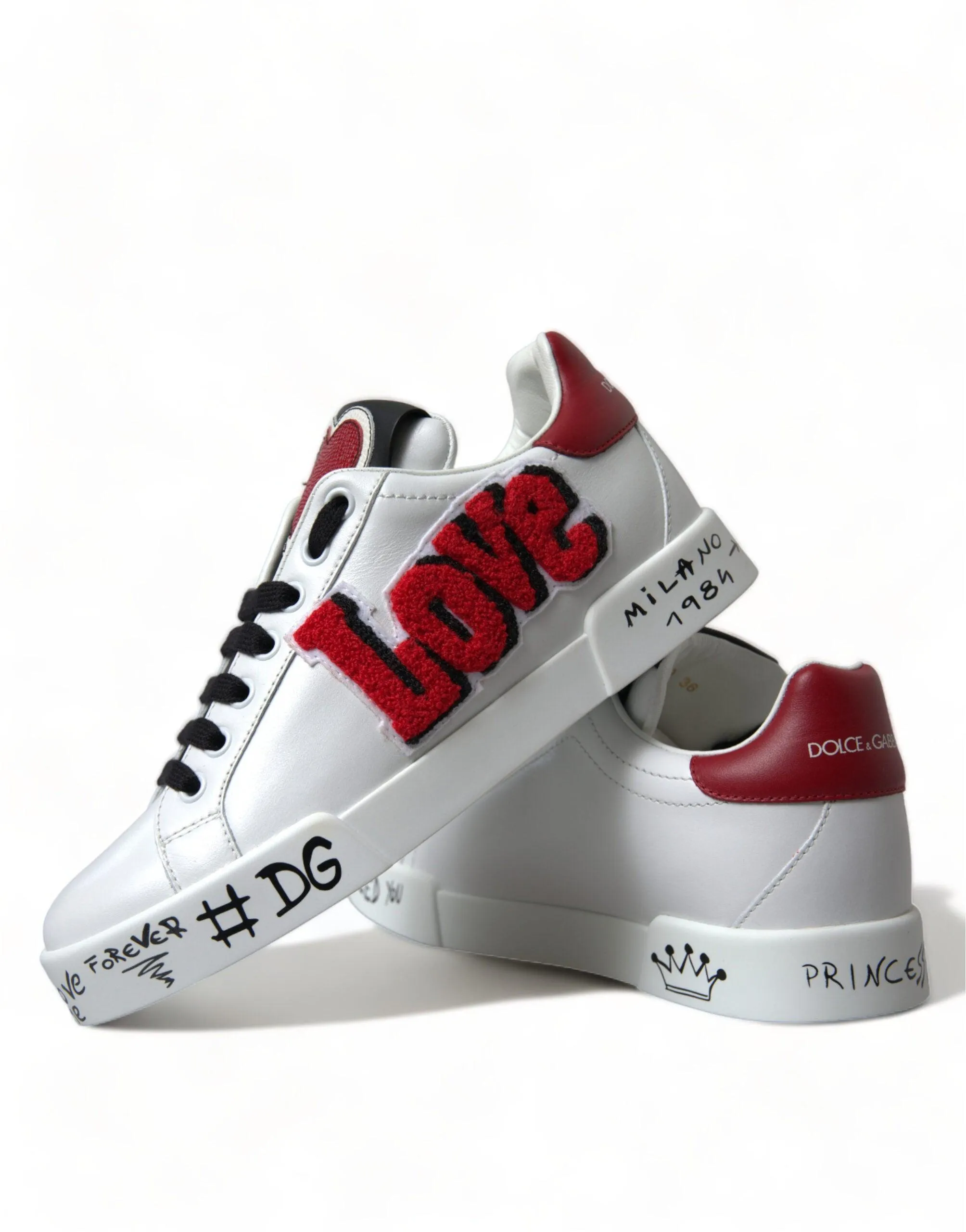 Dolce & Gabbana Chic White Portofino Leather Sneakers