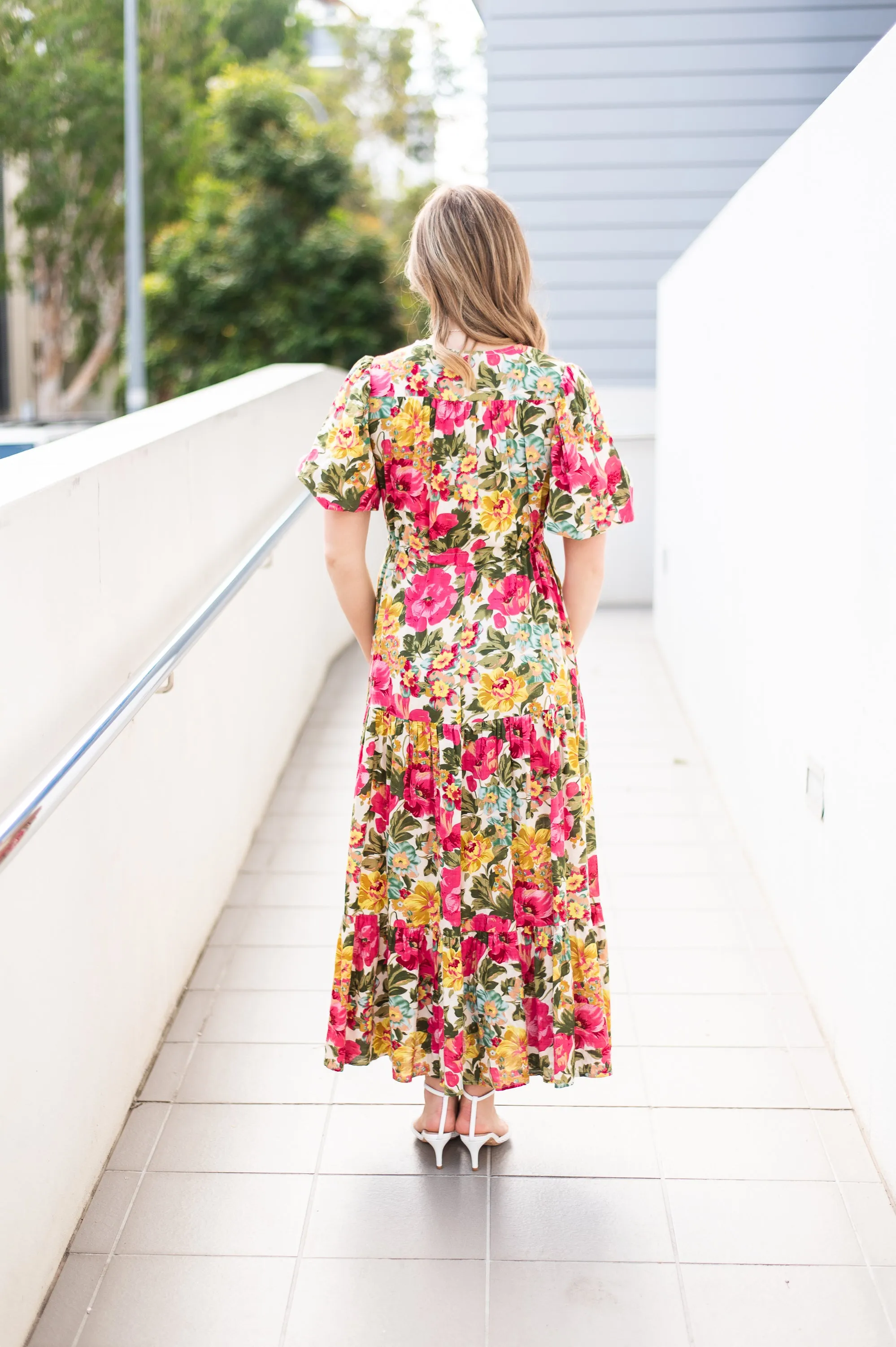 Fria Carmella Sleeve Maxi Dress Pink