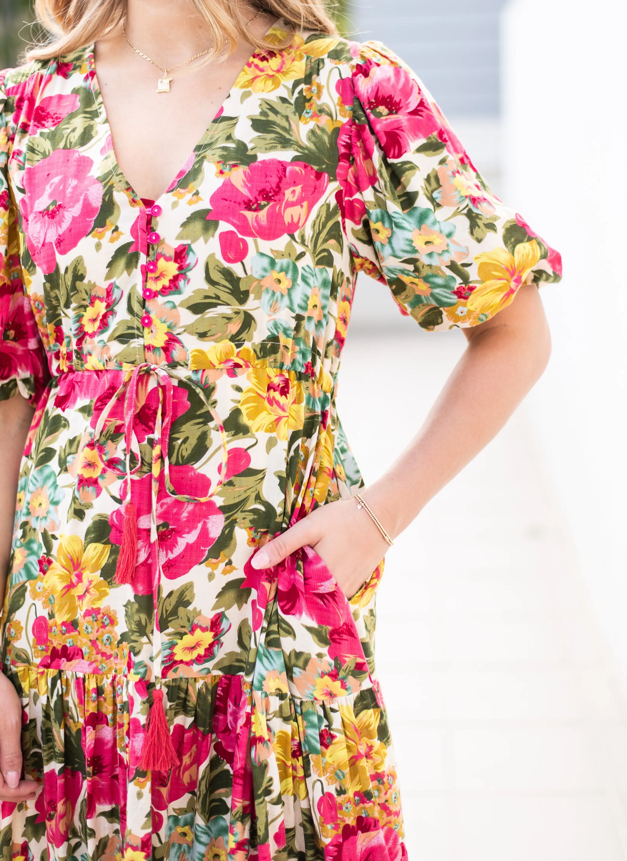 Fria Carmella Sleeve Maxi Dress Pink