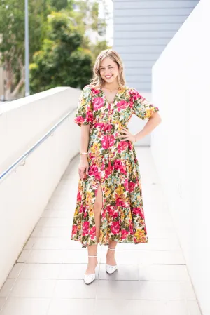 Fria Carmella Sleeve Maxi Dress Pink
