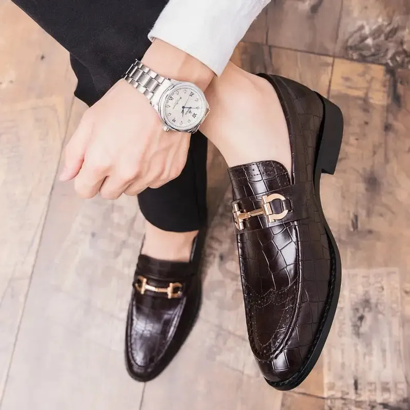 Italian Alligator Print Leather Loafers