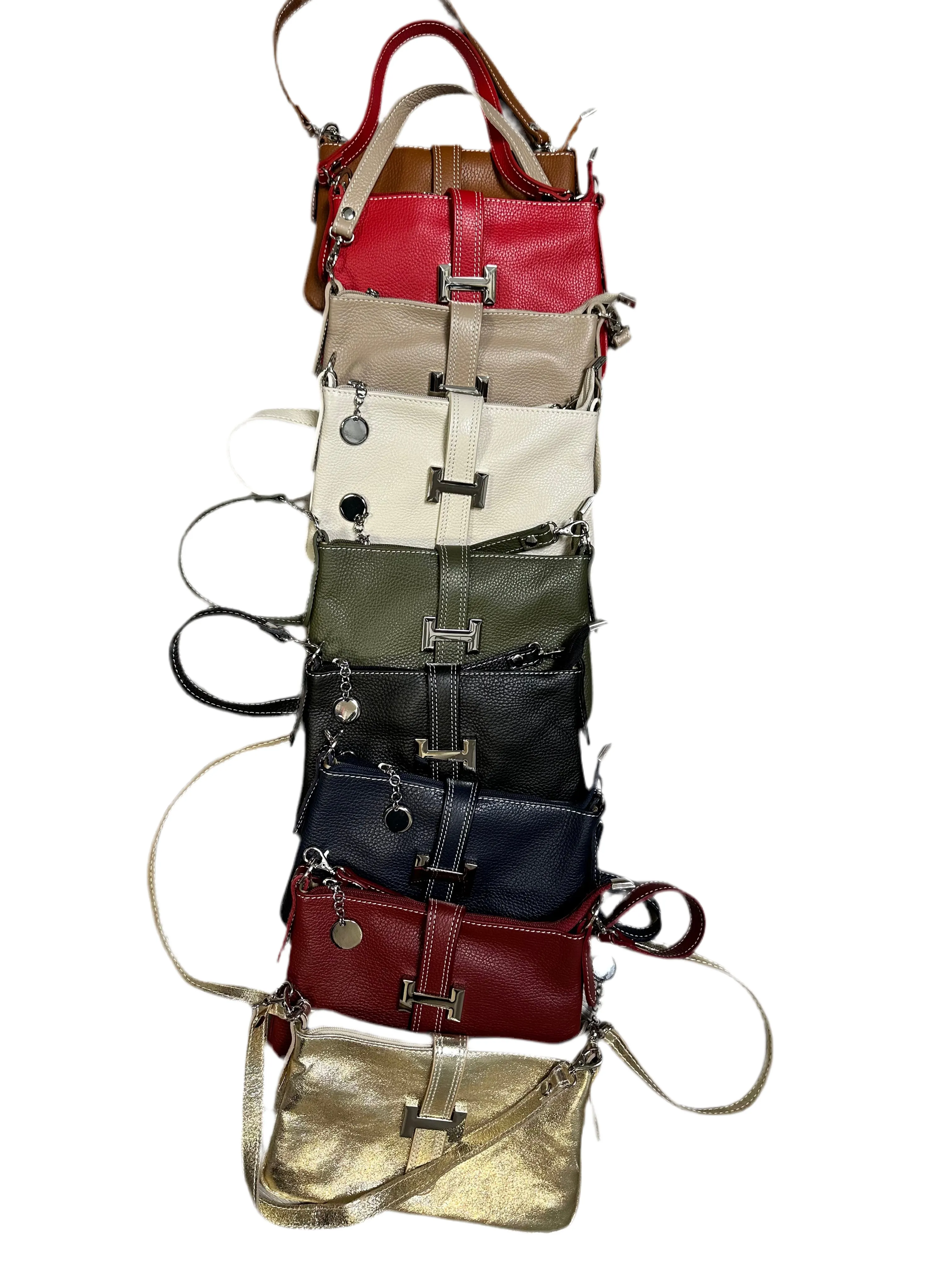 Italian Leather H Bag-Solid