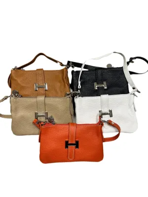 Italian Leather H Bag-Solid