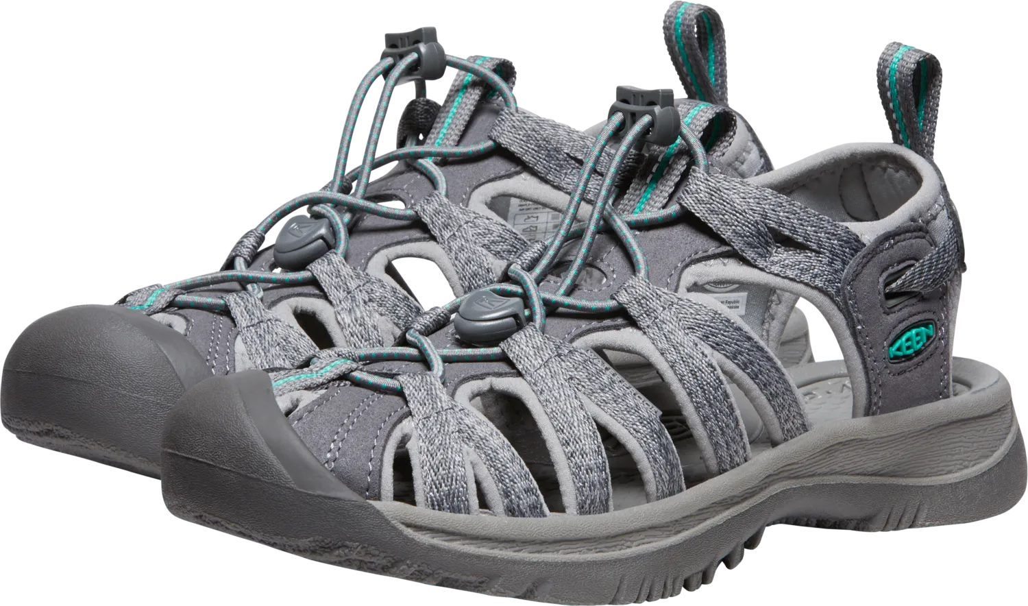 Keen Women's Whisper Closed Toe Sandals (Medium Grey/Peacock Green)