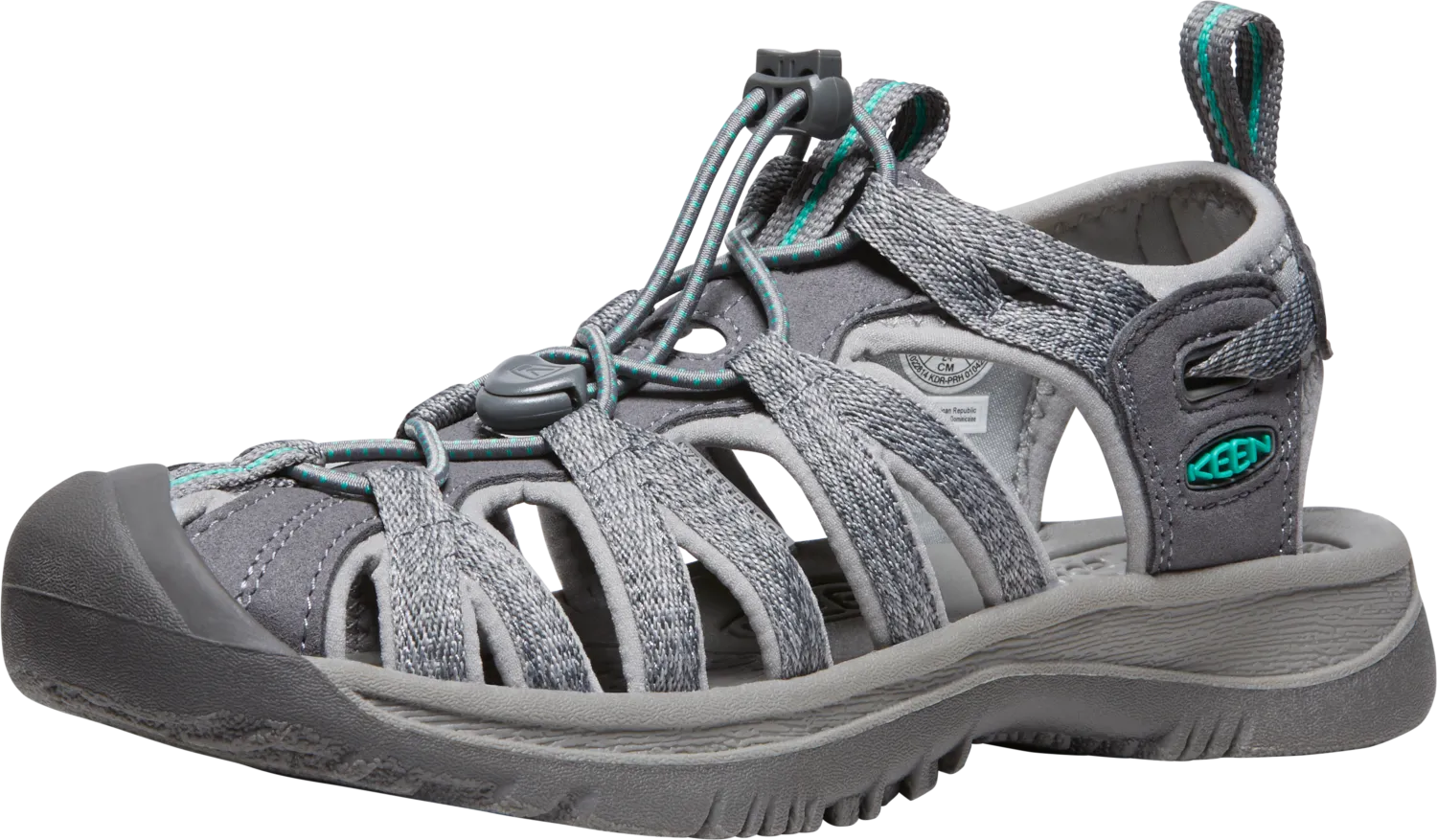 Keen Women's Whisper Closed Toe Sandals (Medium Grey/Peacock Green)