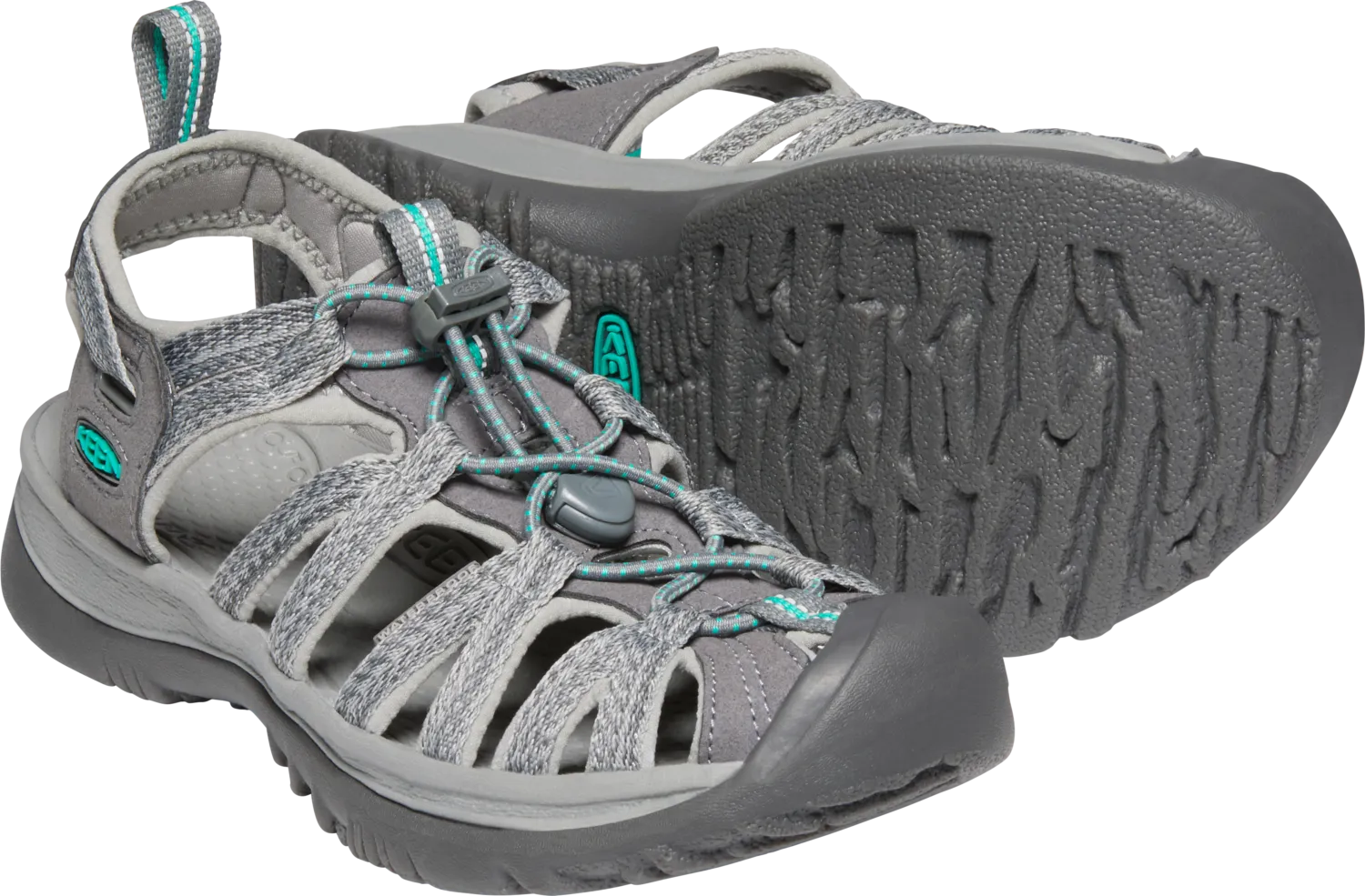 Keen Women's Whisper Closed Toe Sandals (Medium Grey/Peacock Green)