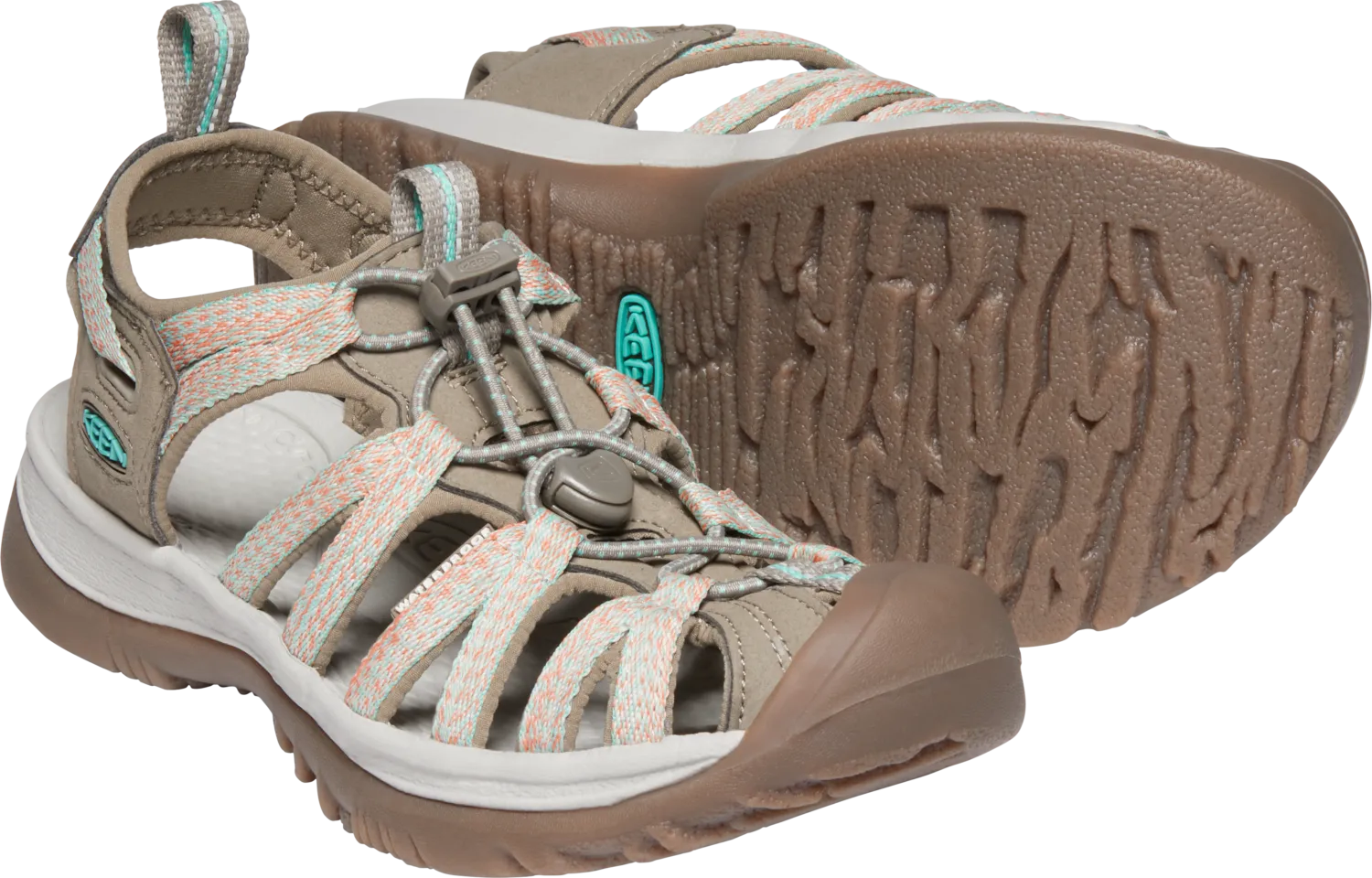 Keen Women's Whisper Closed Toe Sandals (Taupe/Coral)