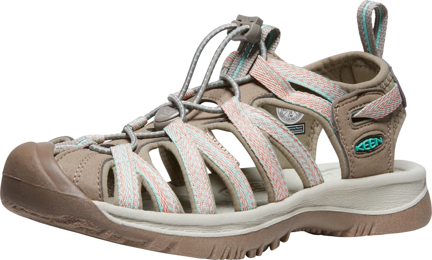 Keen Women's Whisper Closed Toe Sandals (Taupe/Coral)