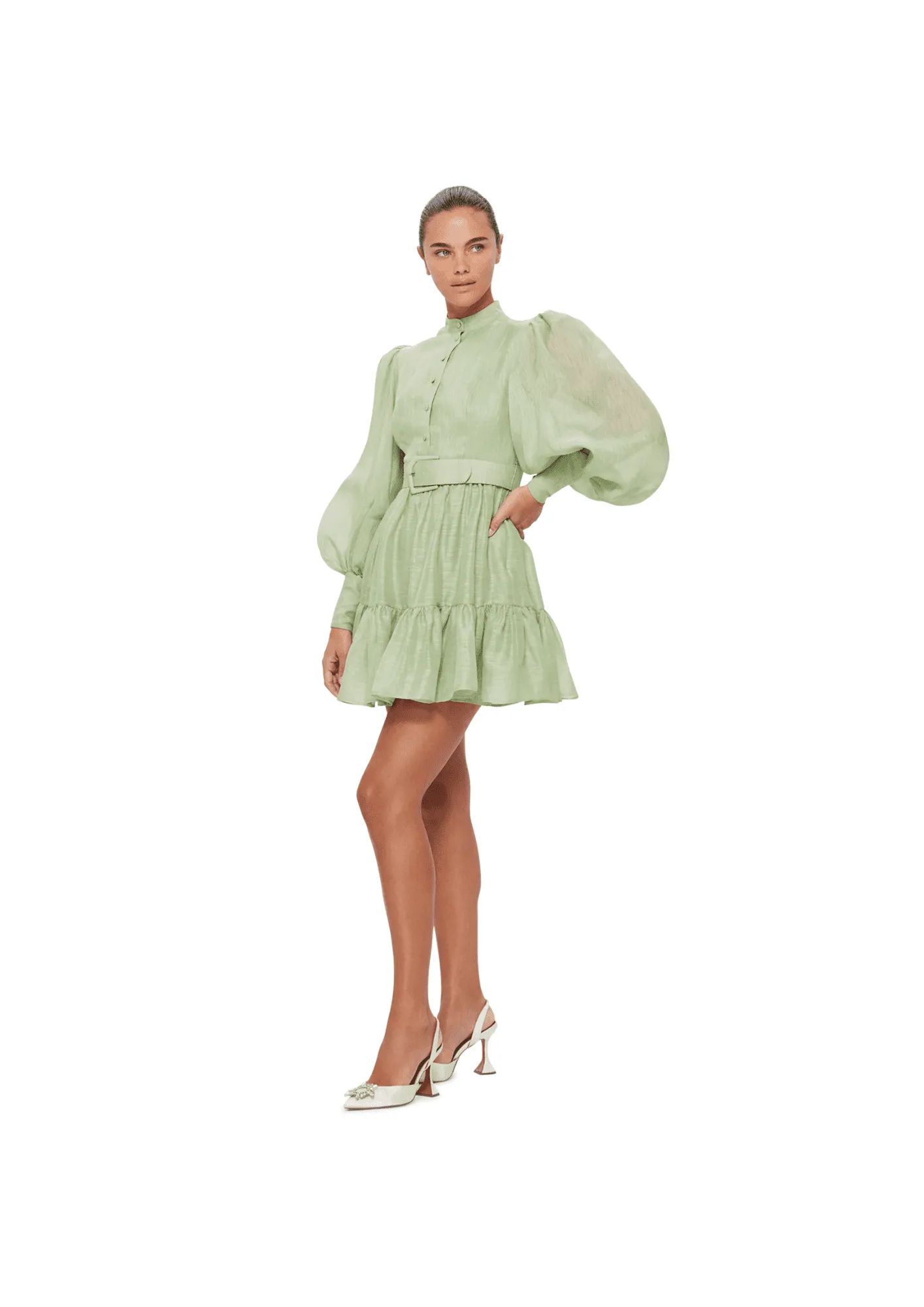 LEO LIN - Alexandra Belted Mini Evergreen Dress