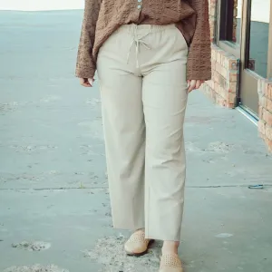 LIVERPOOL TIE WAIST WIDE LEG ANKLE PANTS
