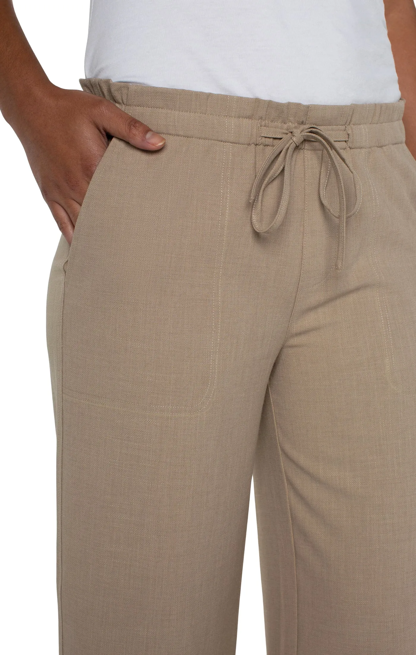 LIVERPOOL TIE WAIST WIDE LEG ANKLE PANTS