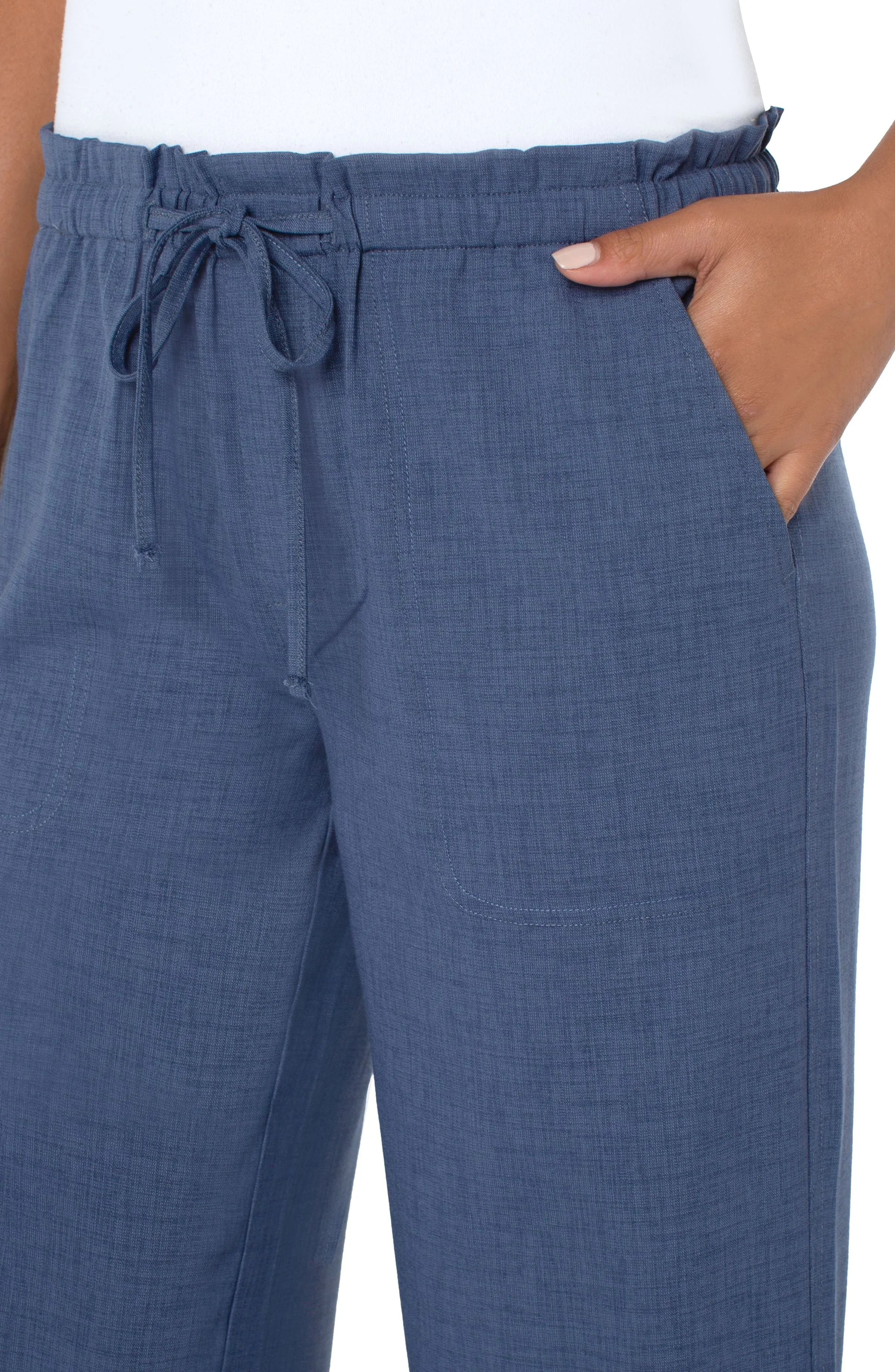 LIVERPOOL TIE WAIST WIDE LEG ANKLE PANTS