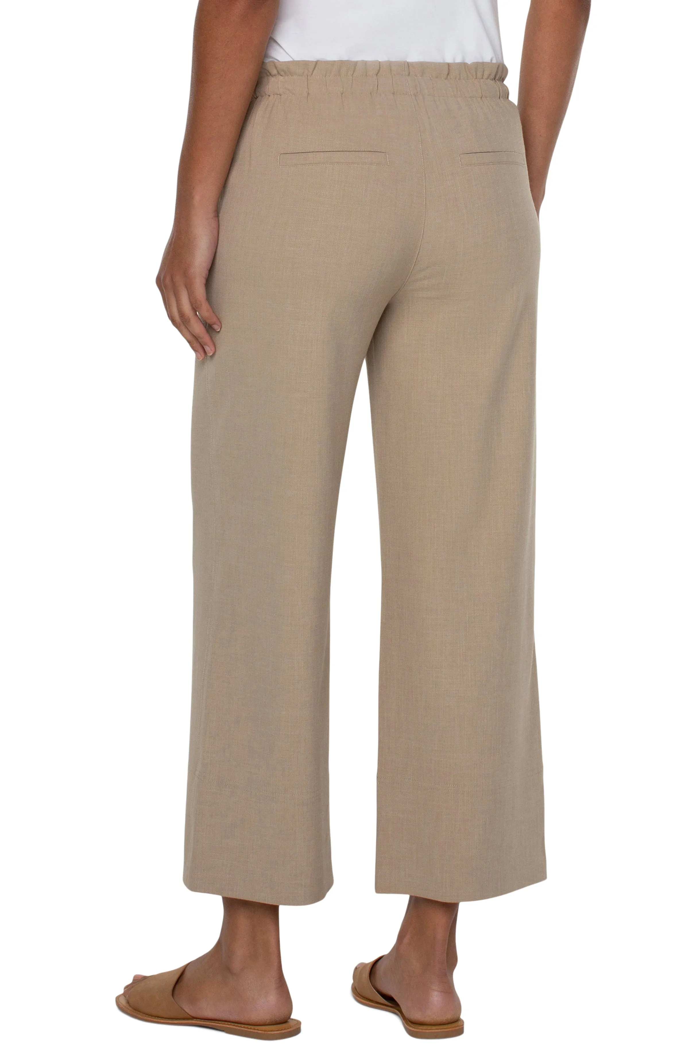 LIVERPOOL TIE WAIST WIDE LEG ANKLE PANTS