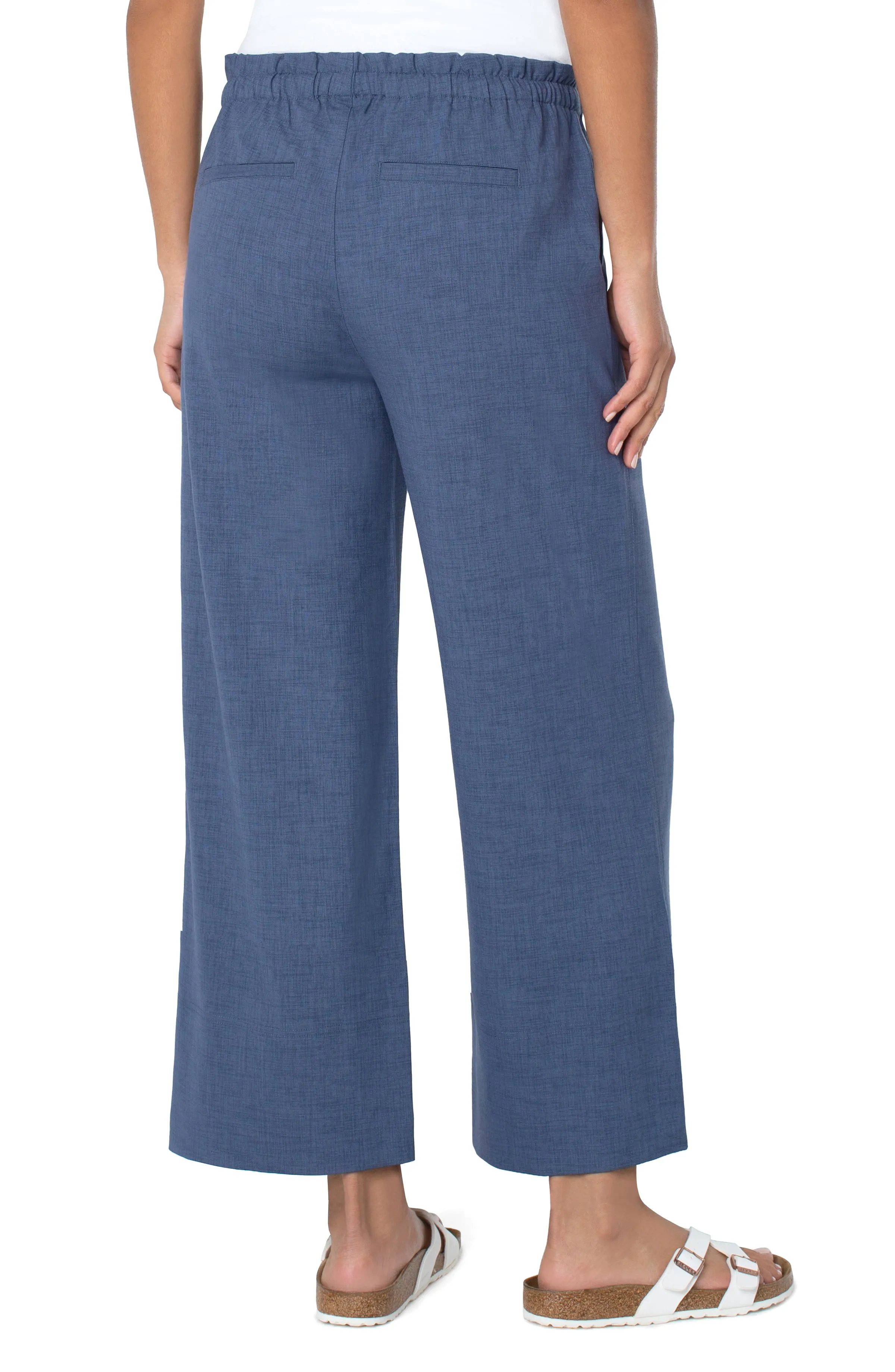 LIVERPOOL TIE WAIST WIDE LEG ANKLE PANTS