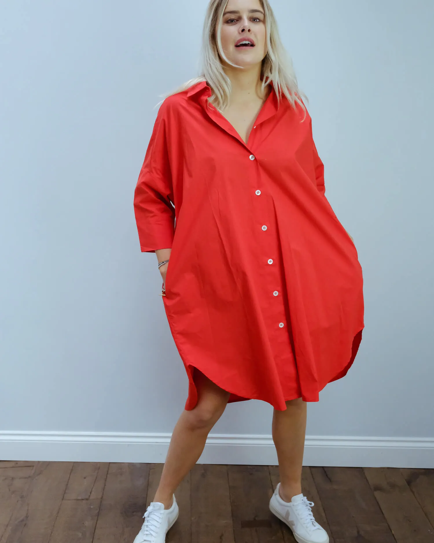 LOR Milo poplin dress in red