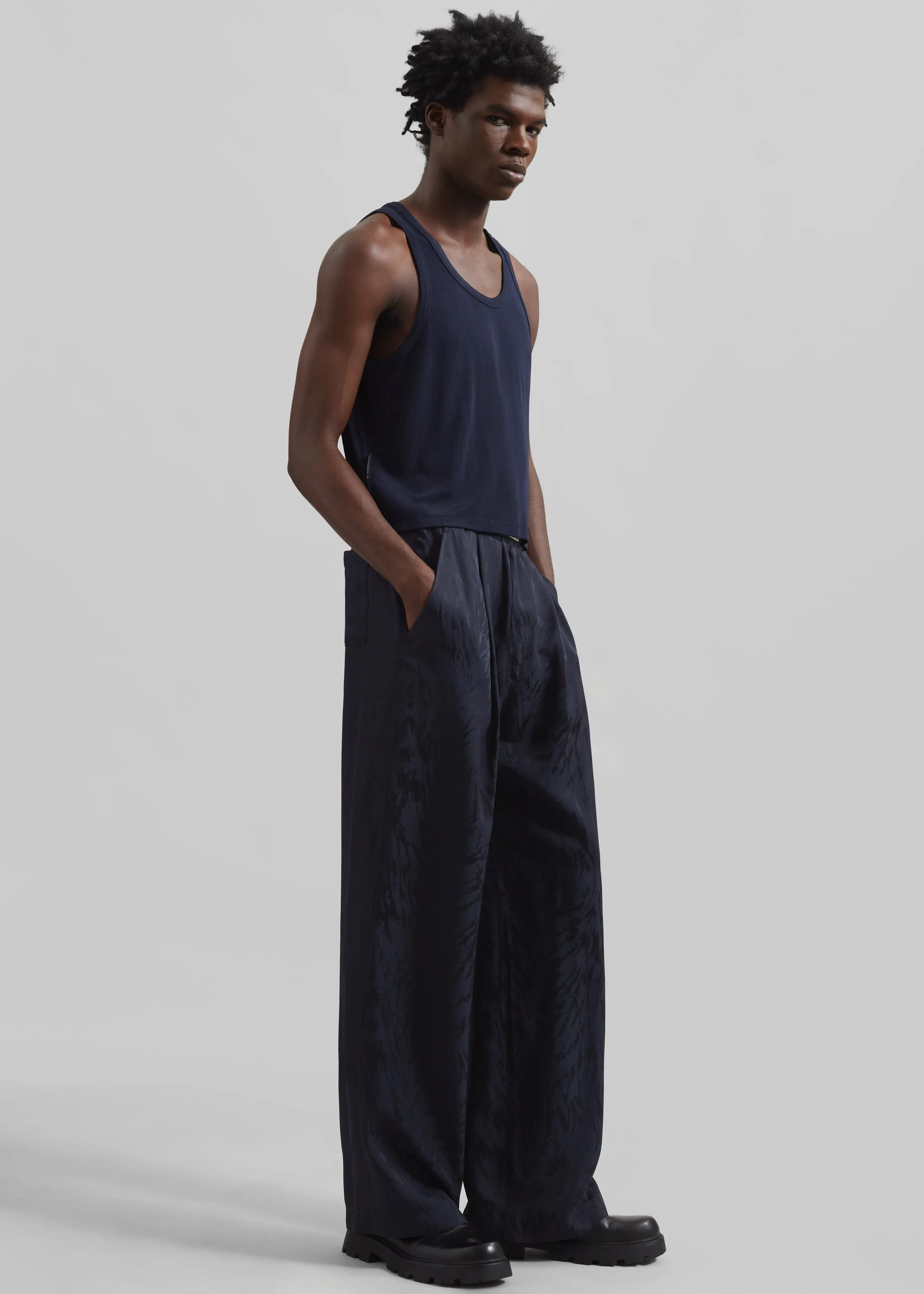 Louis Gabriel Nouchi Fluid Ribbed Tank Top - Night Blue