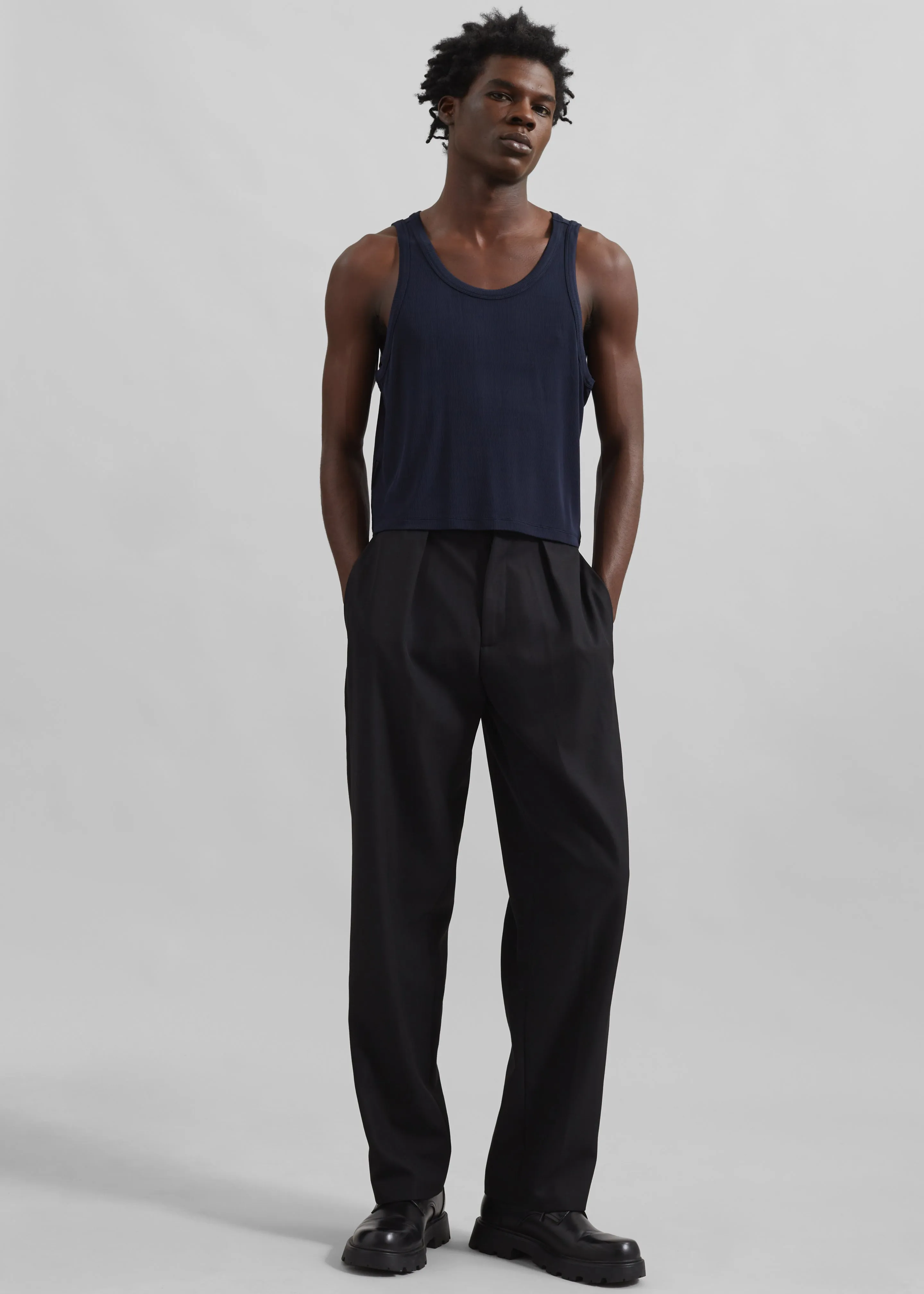 Louis Gabriel Nouchi Fluid Ribbed Tank Top - Night Blue