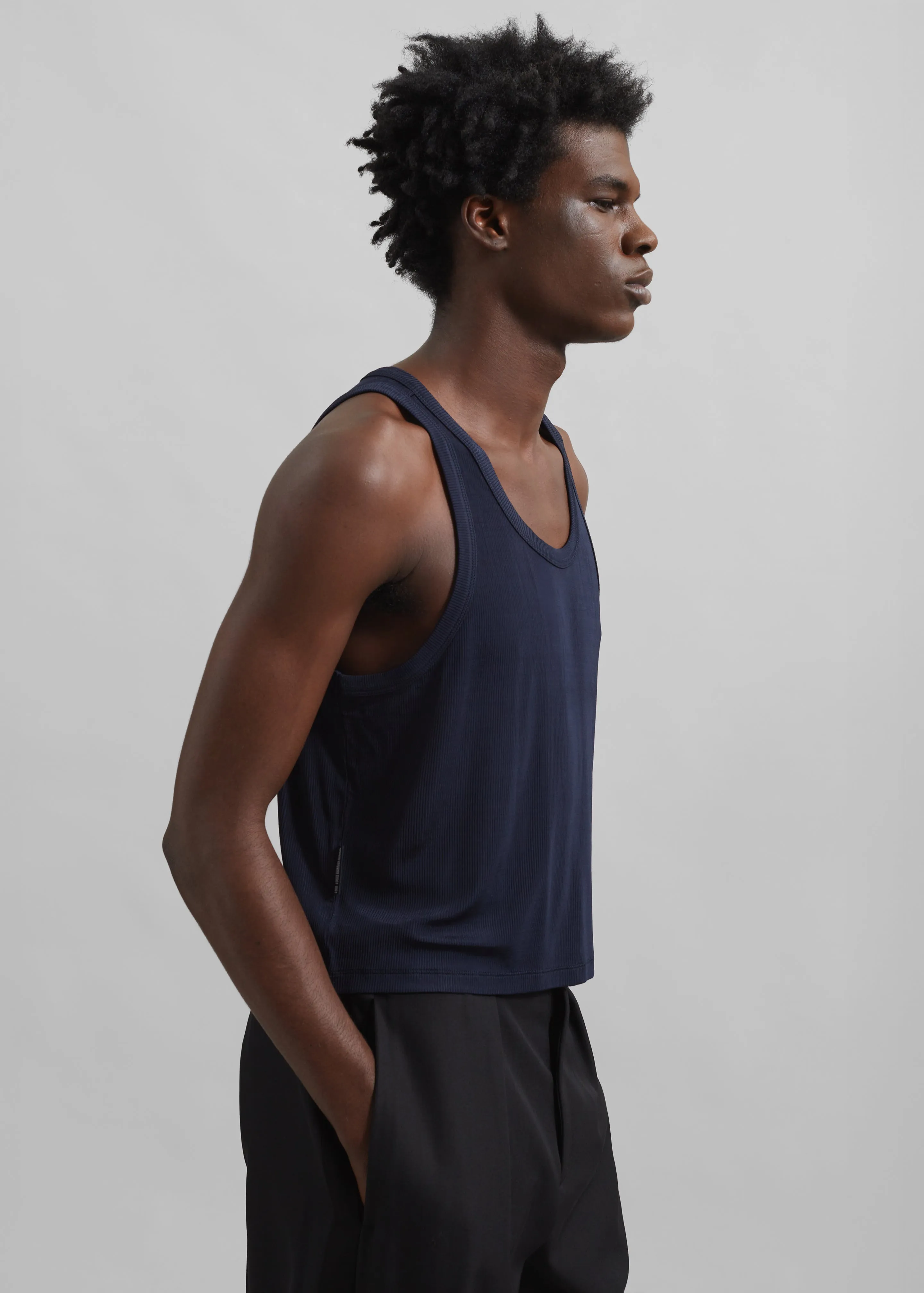 Louis Gabriel Nouchi Fluid Ribbed Tank Top - Night Blue
