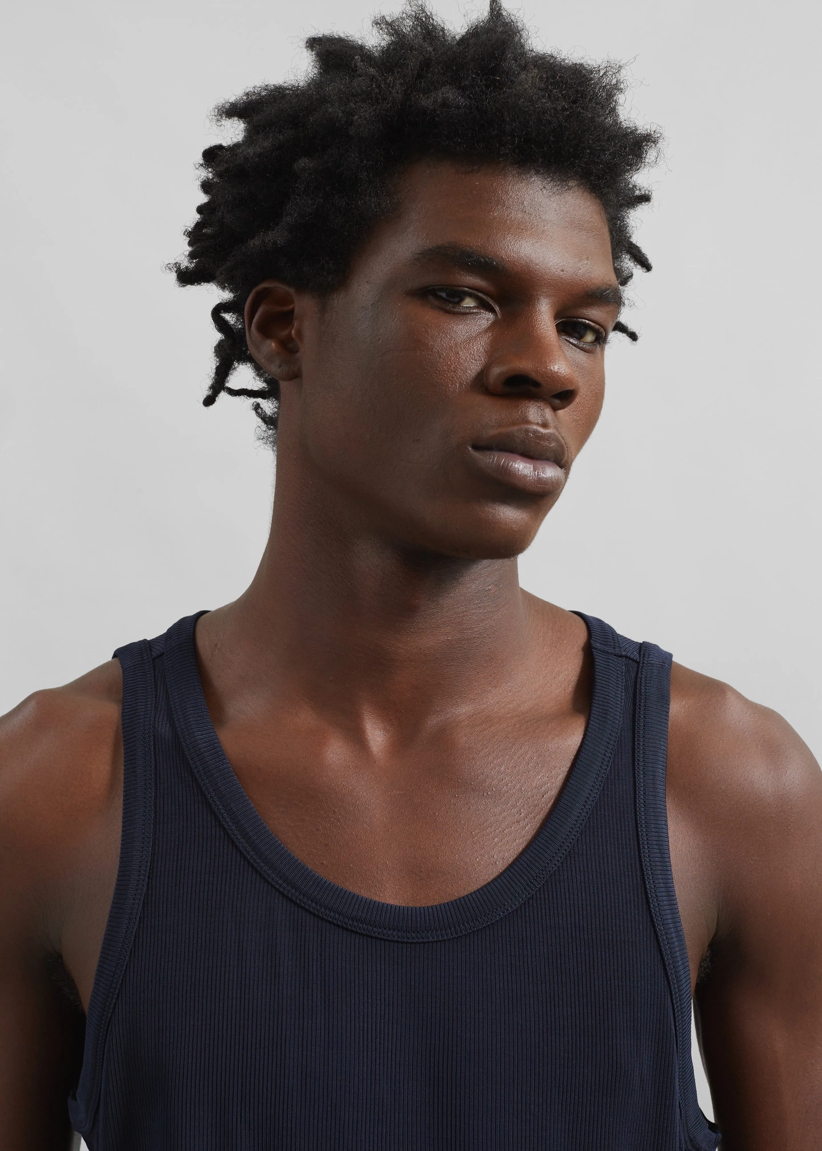 Louis Gabriel Nouchi Fluid Ribbed Tank Top - Night Blue