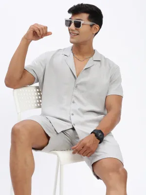Men Solid Grey Casual Co Ords Set