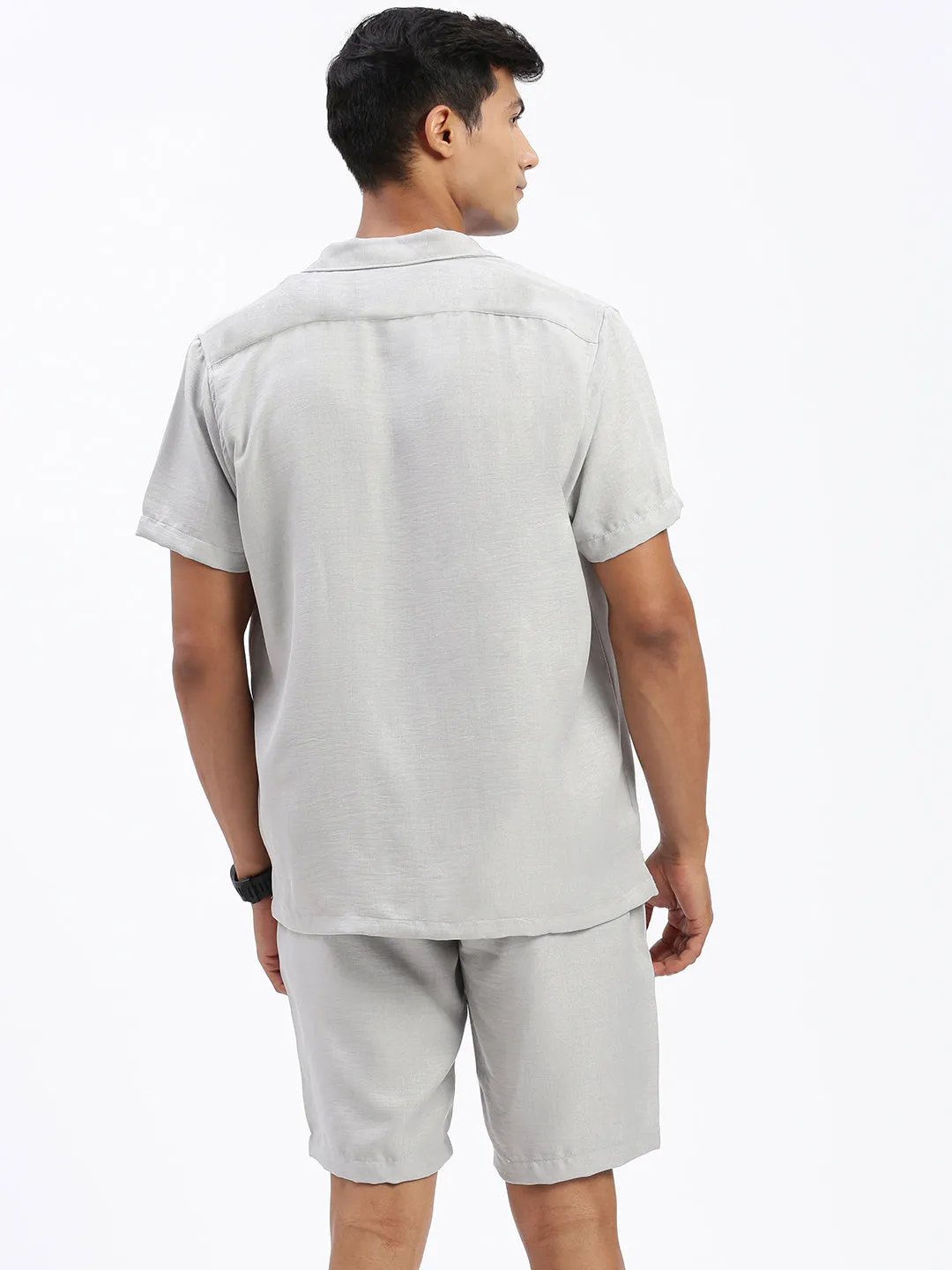 Men Solid Grey Casual Co Ords Set