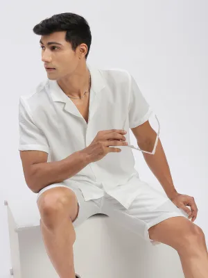 Men Solid White Casual Co Ords Set