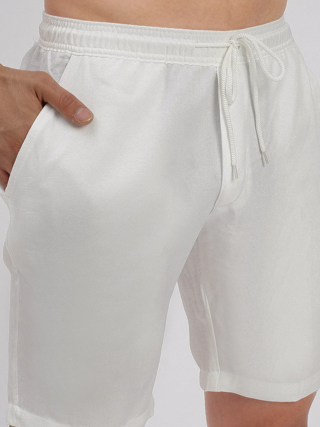 Men Solid White Casual Co Ords Set