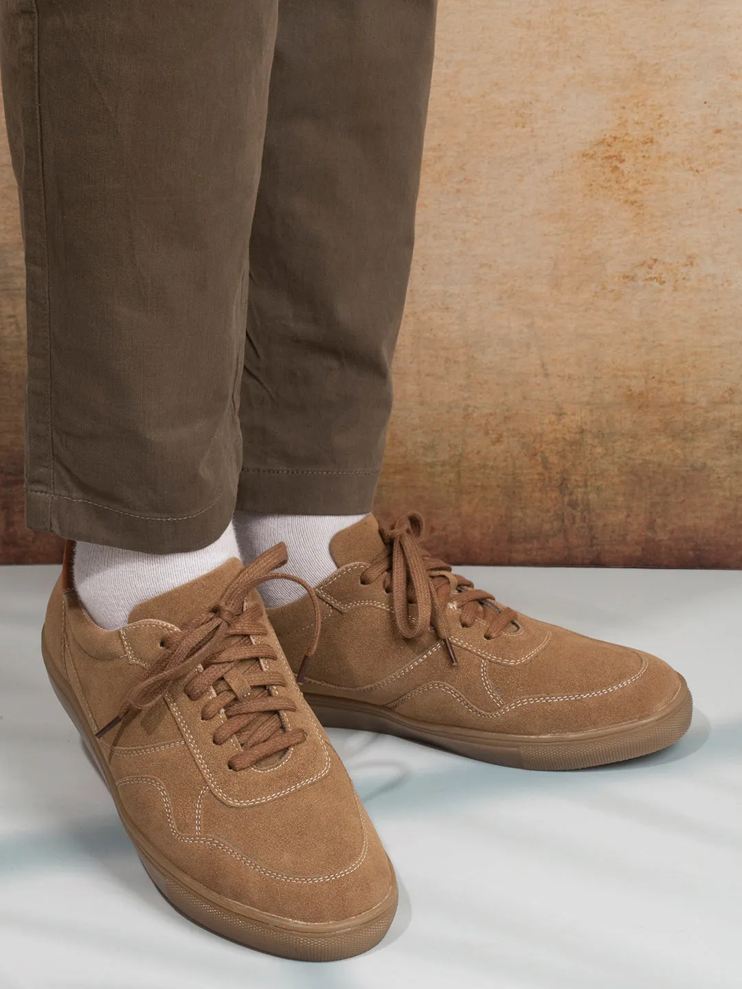 Men's Beige Suede Smart Casual Lace Up (IX2147)