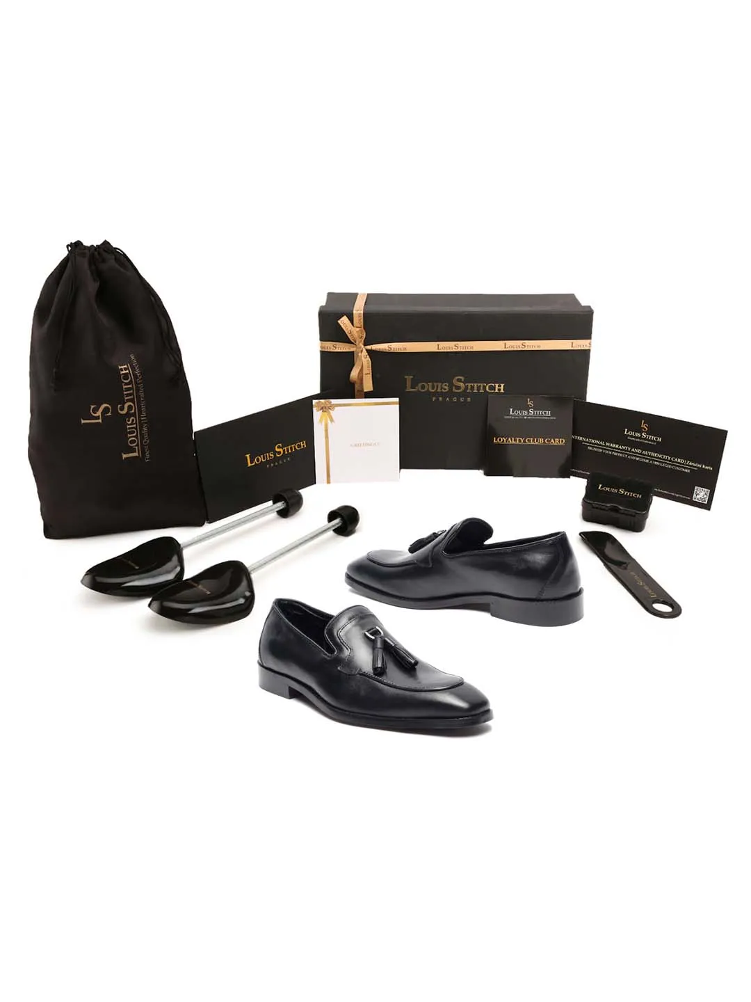 Men's Premium Italian Leather Black Moccasins