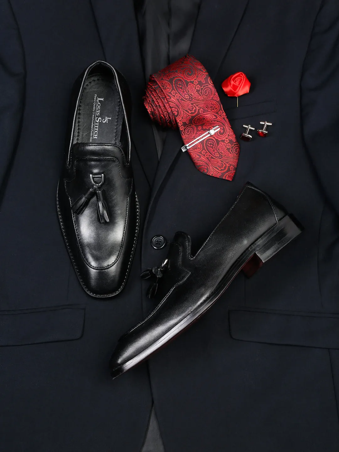 Men's Premium Italian Leather Black Moccasins