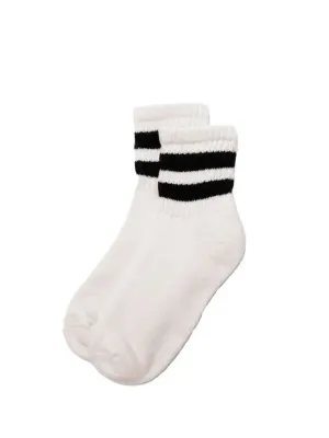 Mono Stripe Quarter Crew Sock- Black