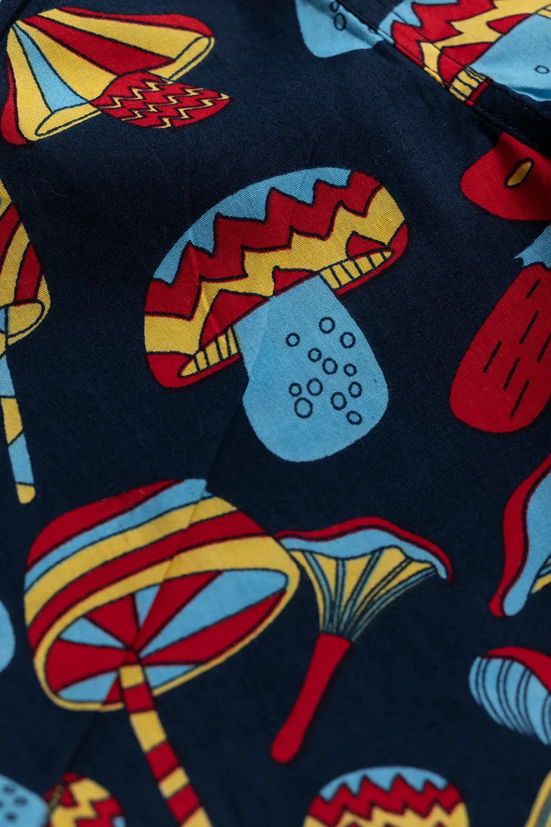 Mushroom Print Navy Boxer