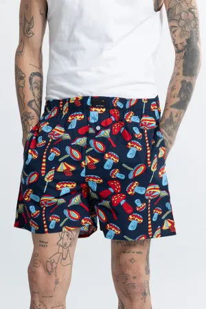 Mushroom Print Navy Boxer