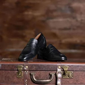 Naples Penny Loafers in Black Leather